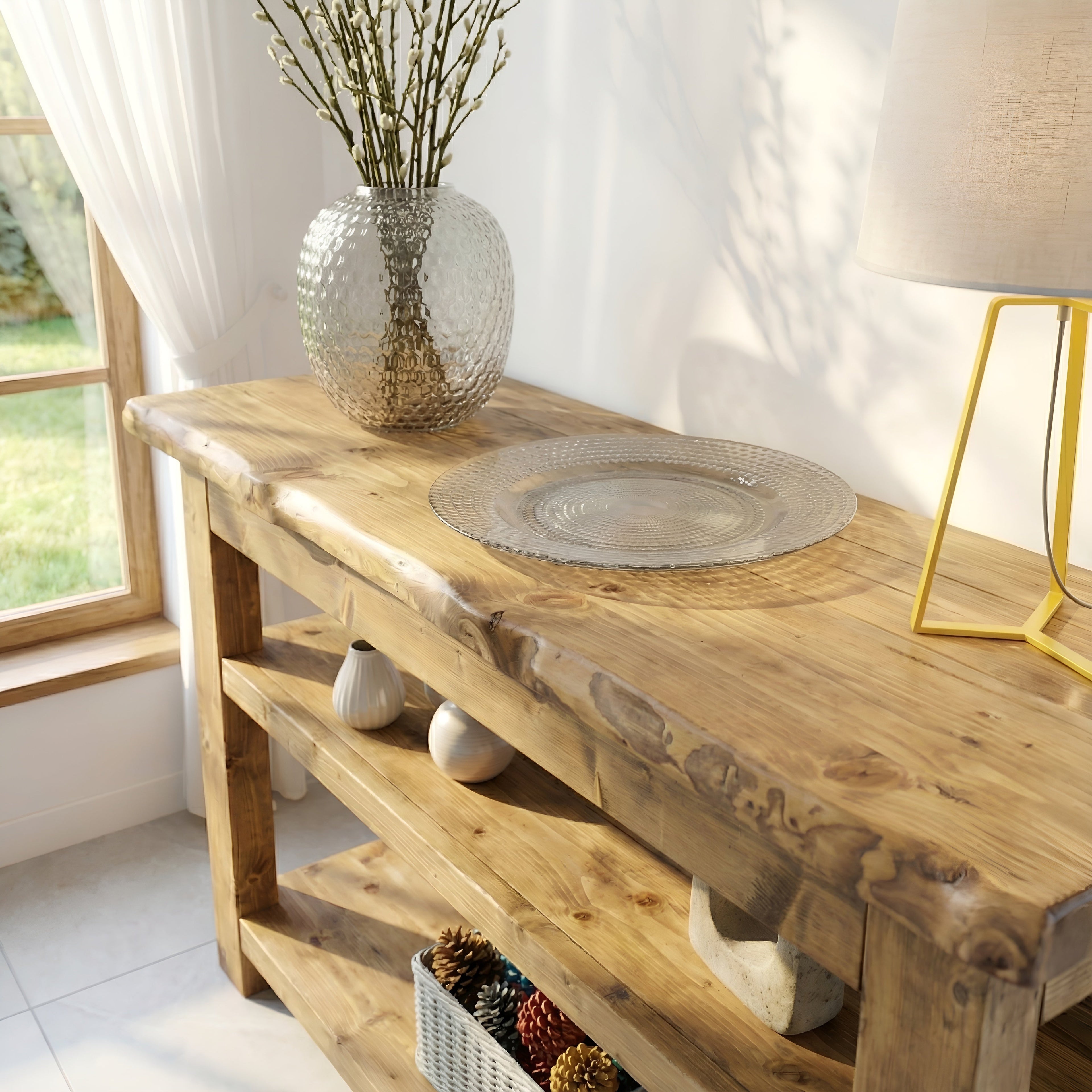 Venti Live Edge Console Solid Wood With Shelf - My Store
