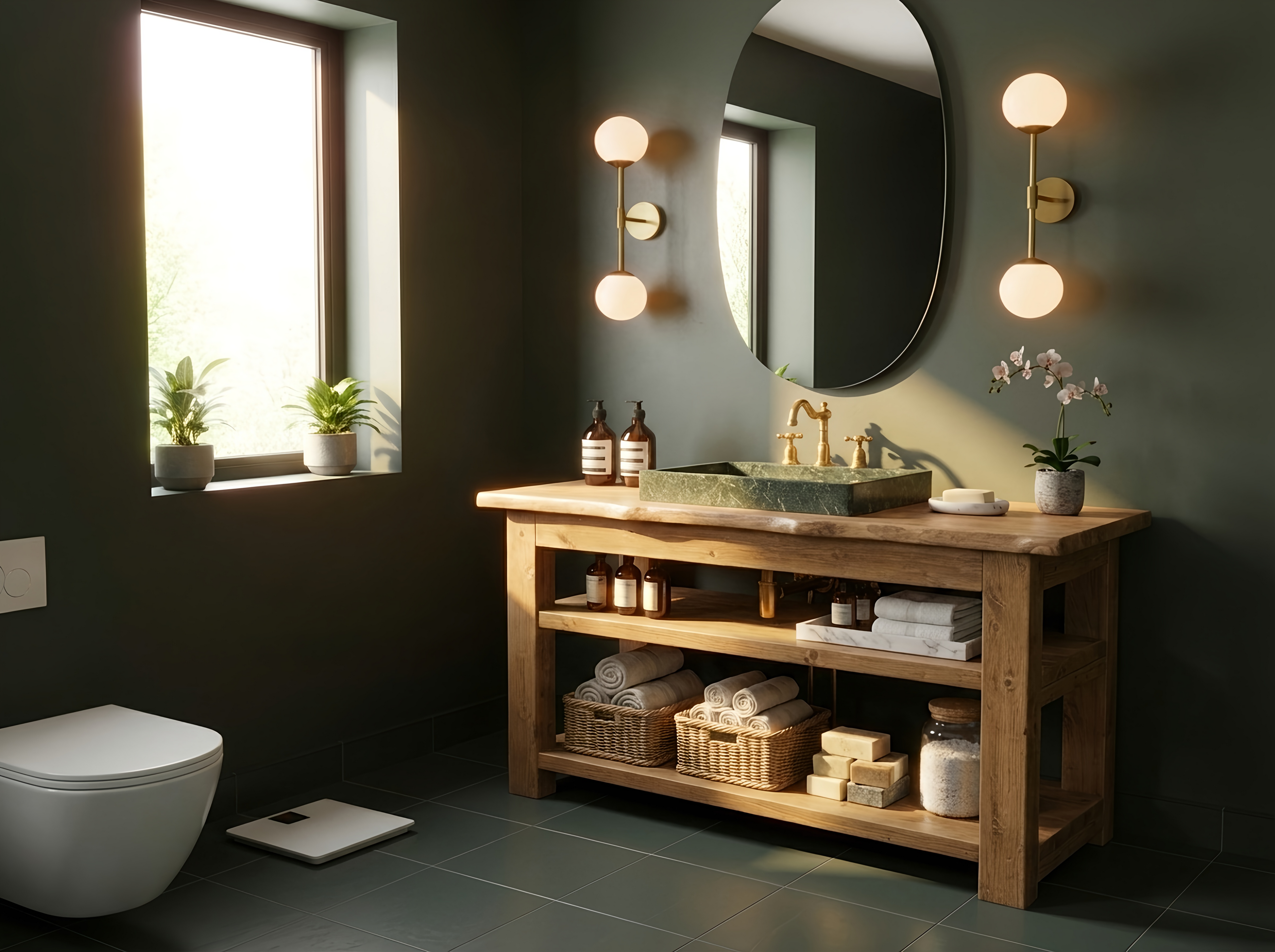 Venti Live Edge Vanity Solid Wood With Storage - My Store