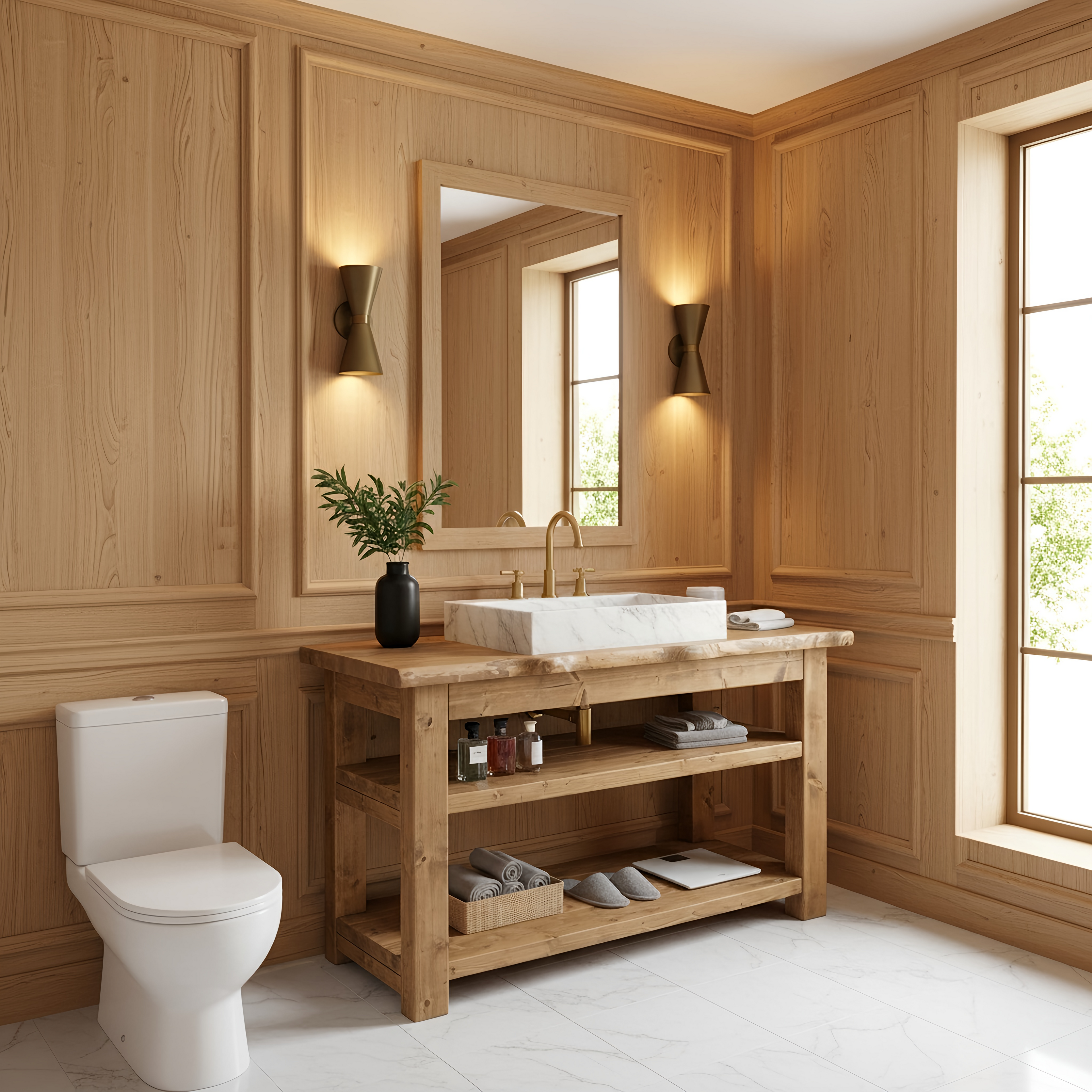 Venti Live Edge Vanity Solid Wood With Storage - My Store