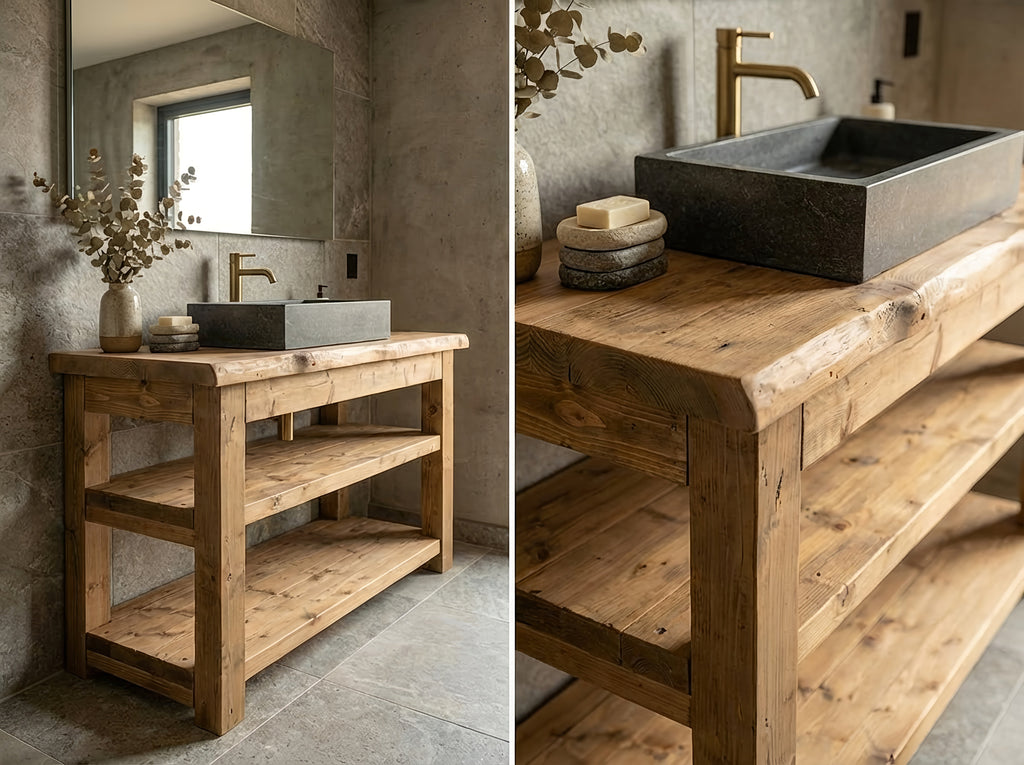 Venti Live Edge Vanity Solid Wood With Storage - My Store