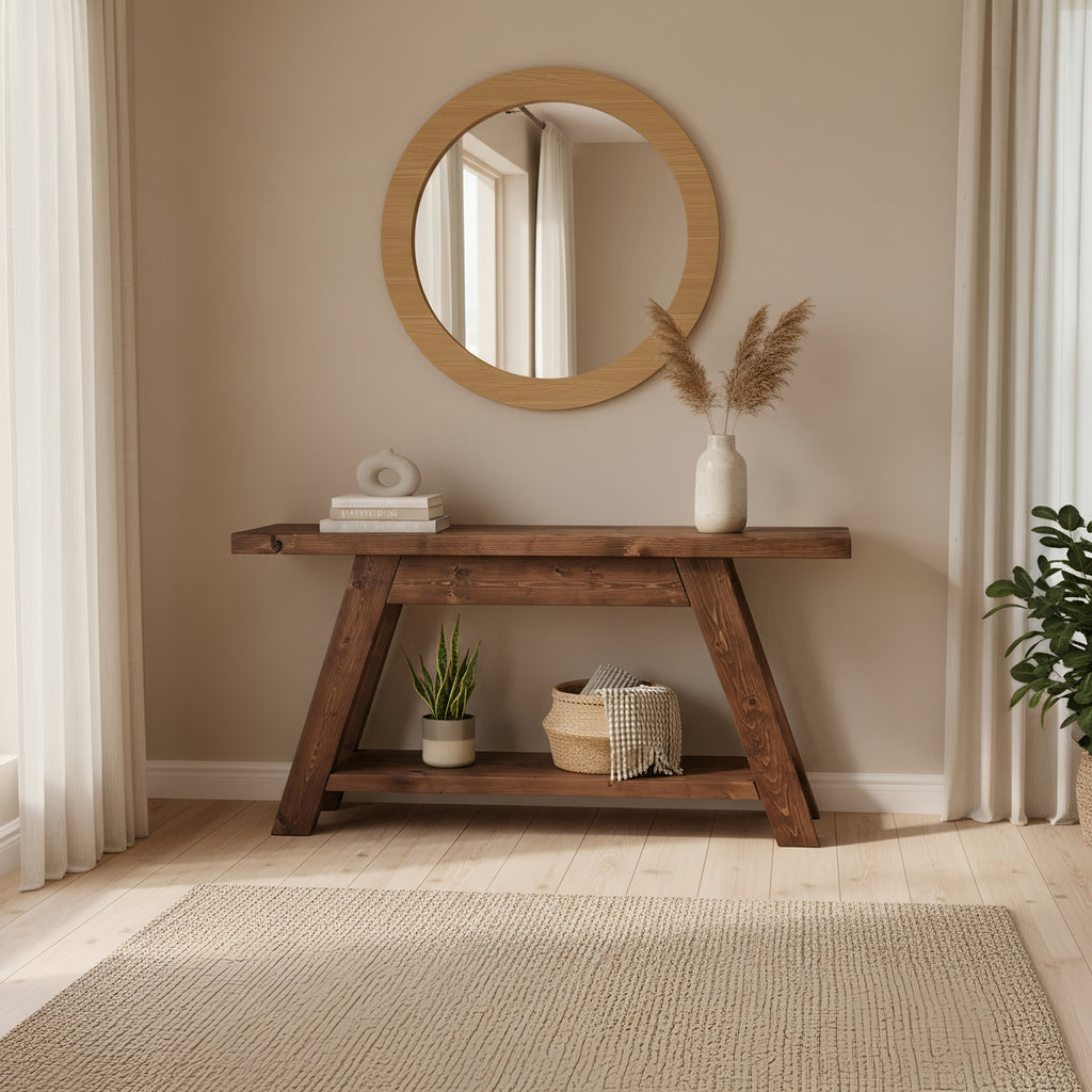 DASI Console Table With Shelf Walnut Colour - My Store