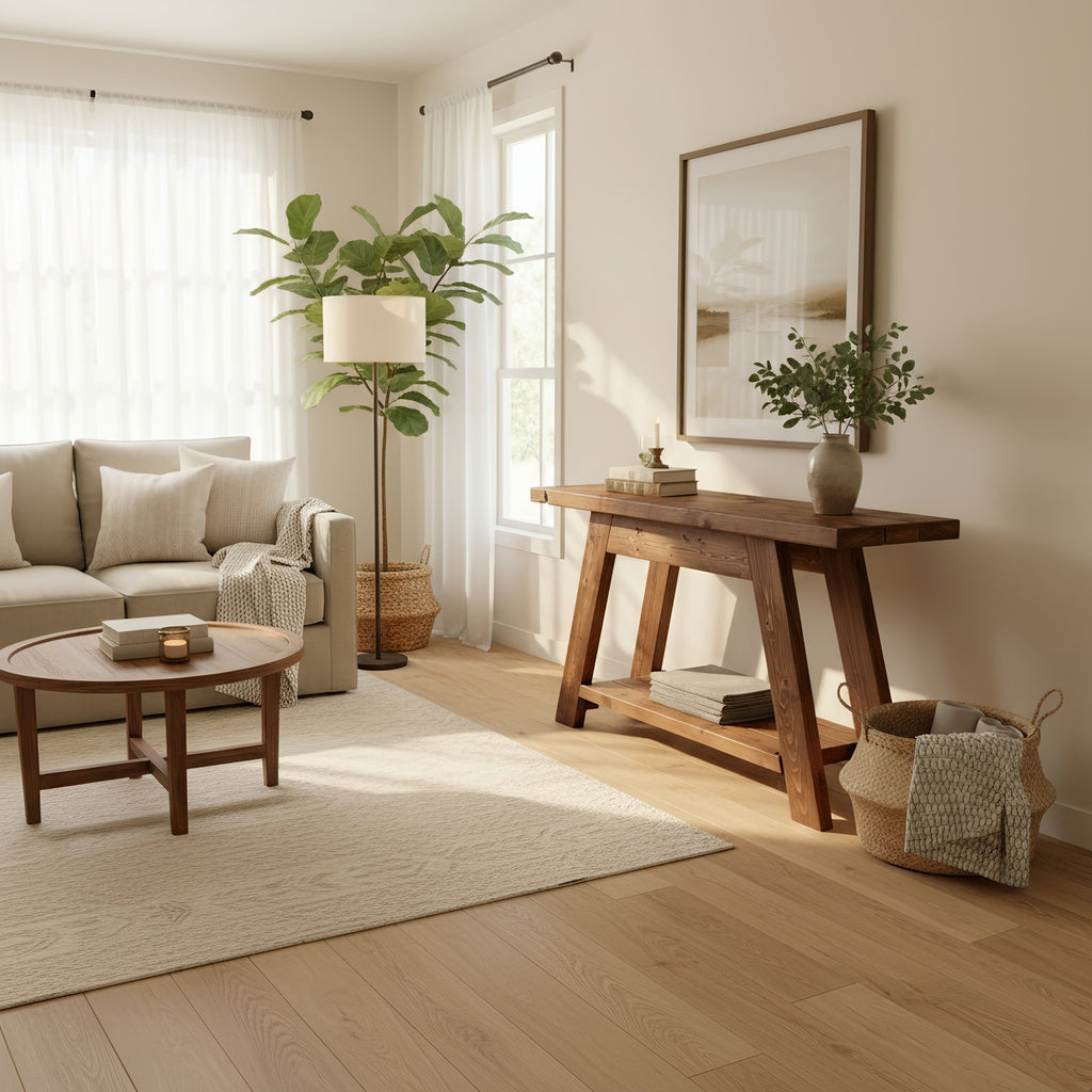 DASI Console Table With Shelf Walnut Colour - My Store