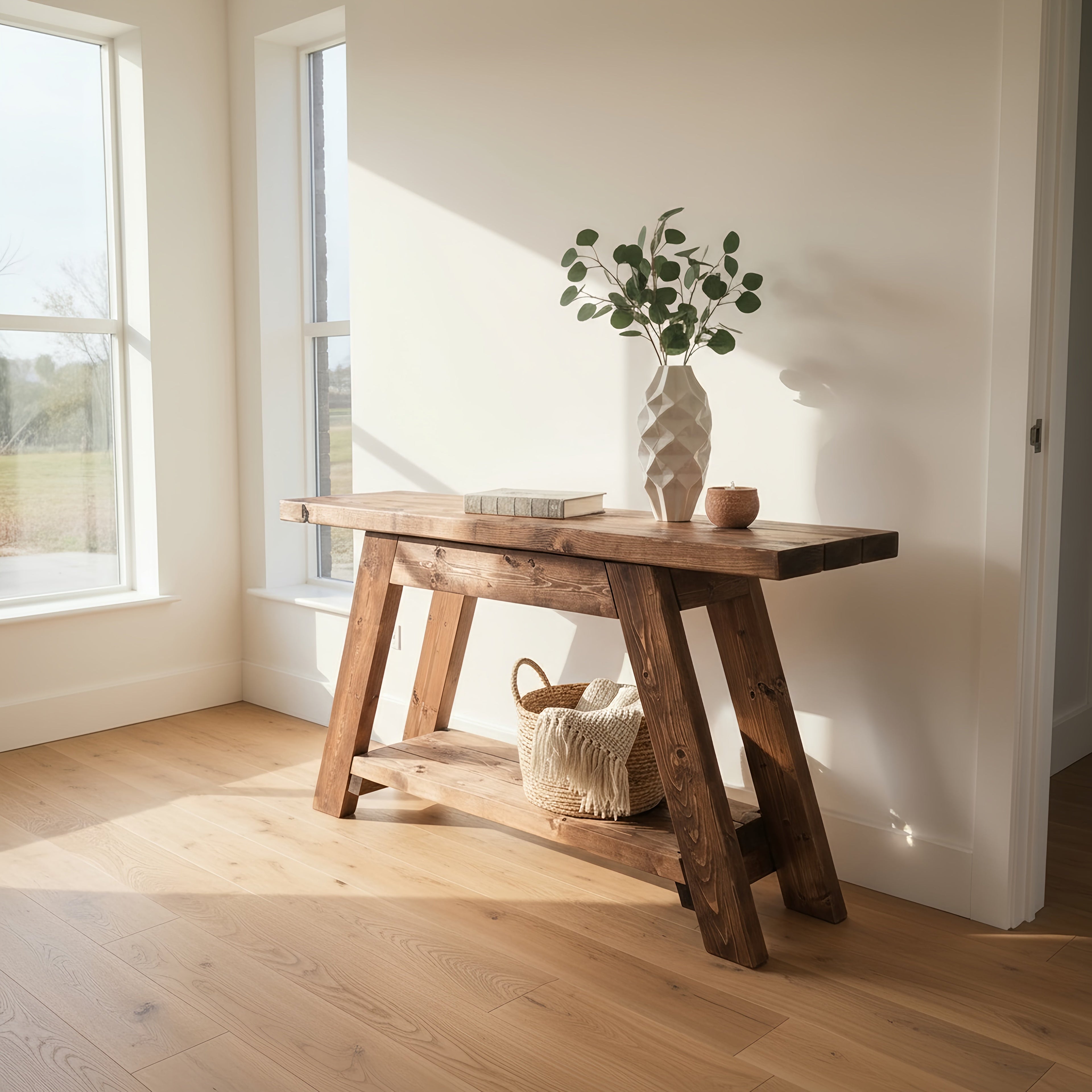 DASI Console Table With Shelf Walnut Colour - My Store
