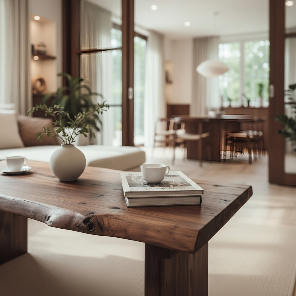 LINA Chunky Live / Waney Edge Coffee Table in Walnut Colour - My Store