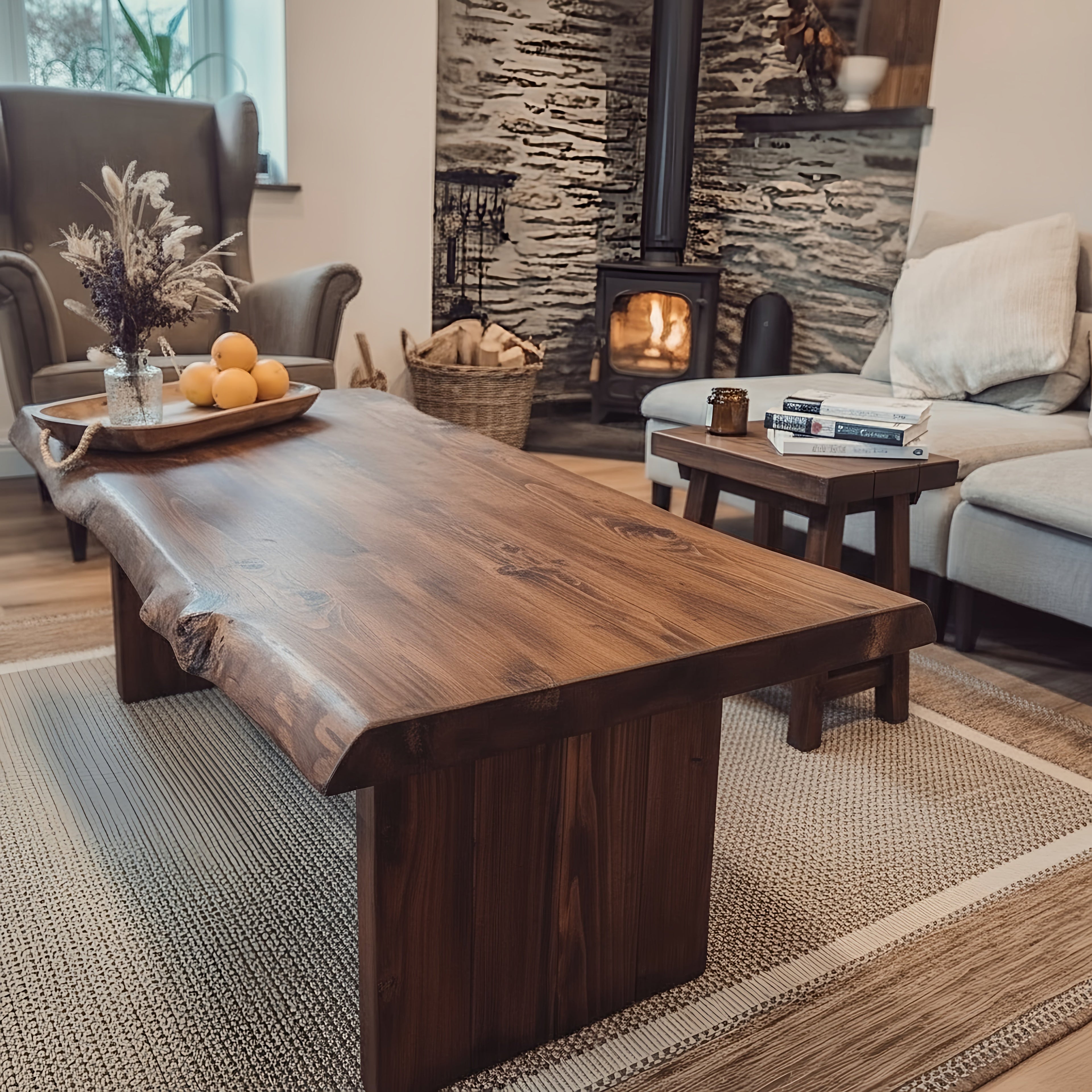 LINA Chunky Live / Waney Edge Coffee Table in Walnut Colour - My Store