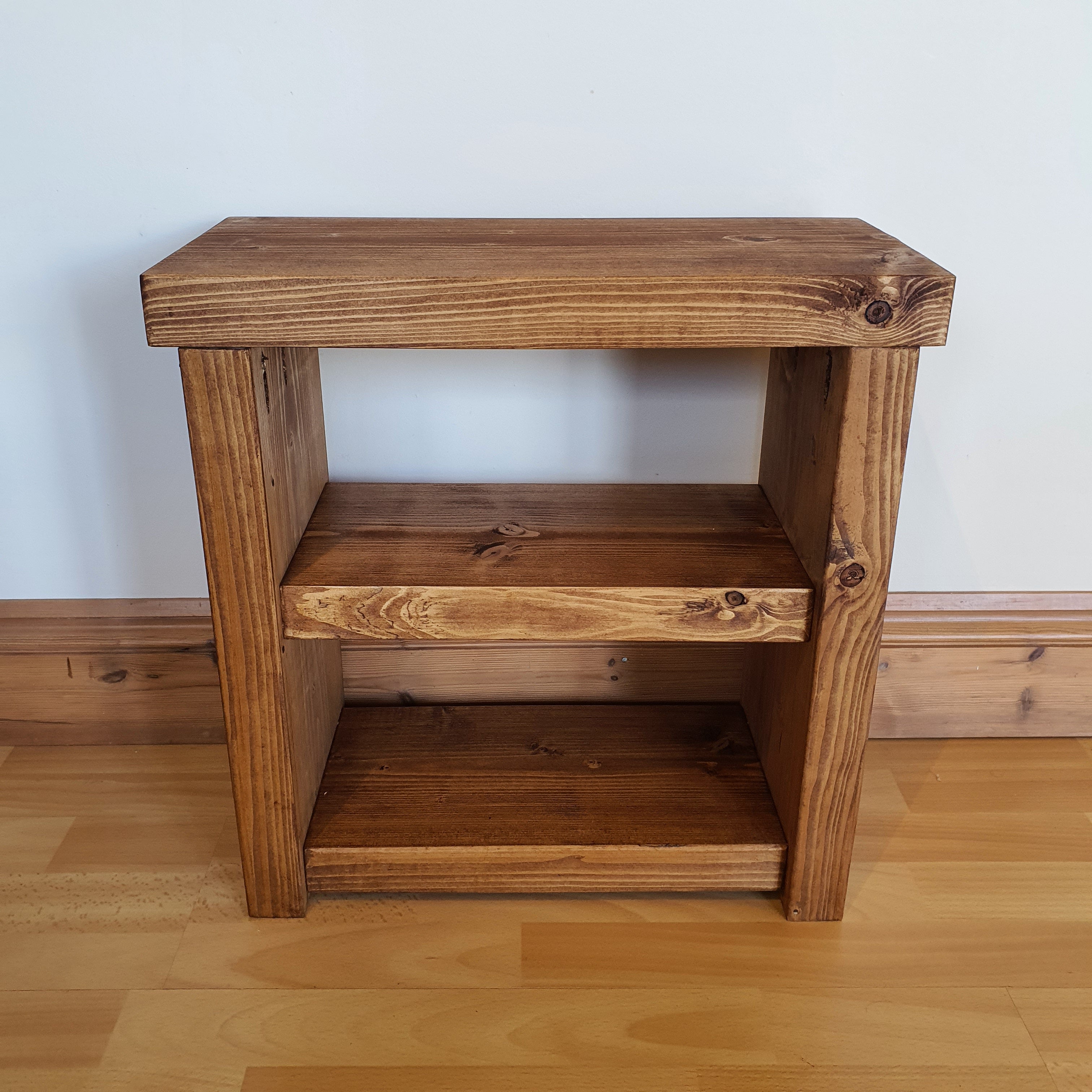 Solid Wood Rustic Coffee Table with Shelf - My Store