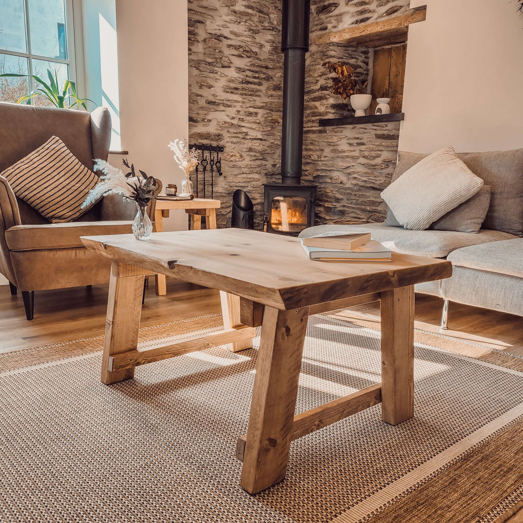 MARA Live / Waney Edge Coffee Table With A Frame Legs - My Store