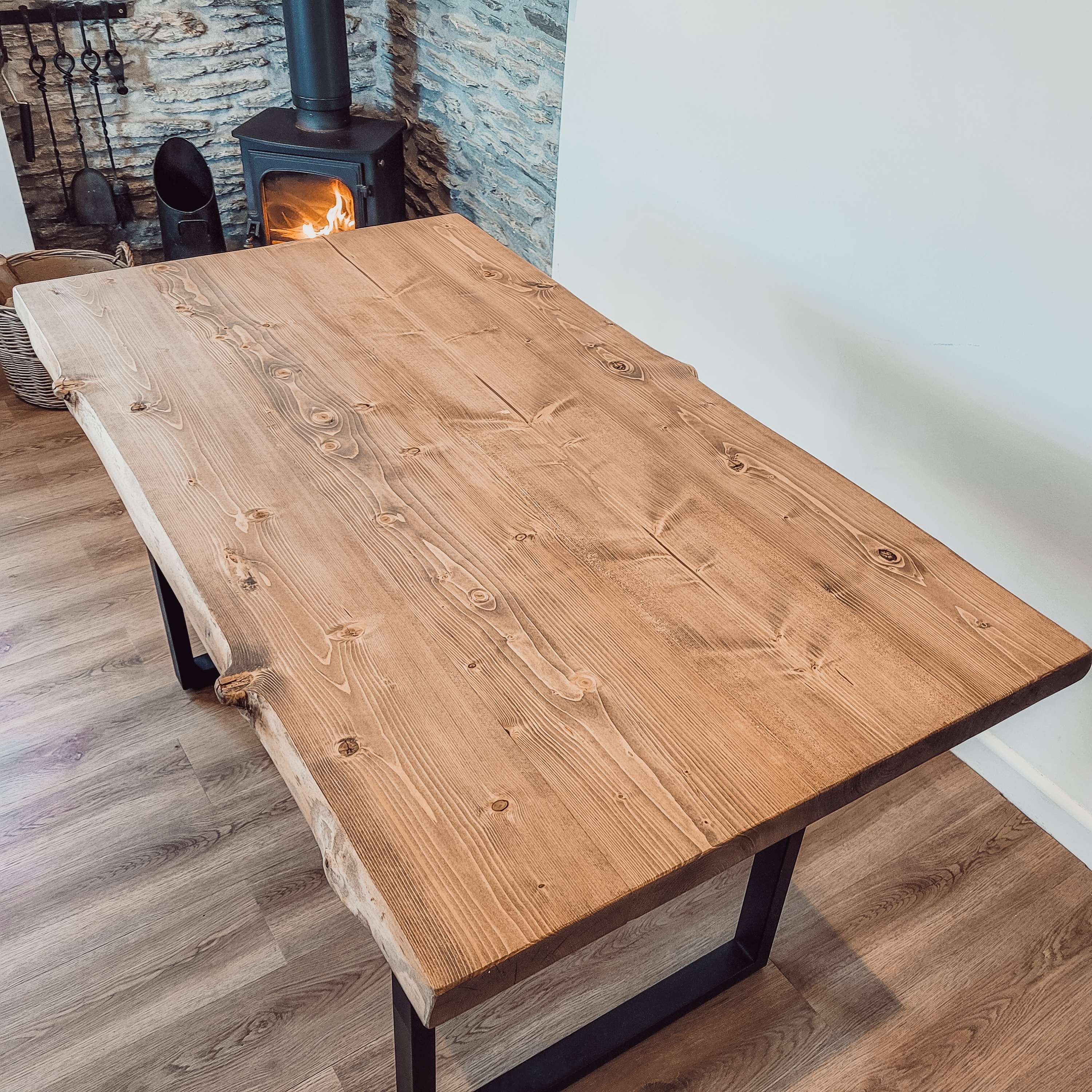 Live / Waney Edge Dining Table With 4 Types of Metal Legs - My Store