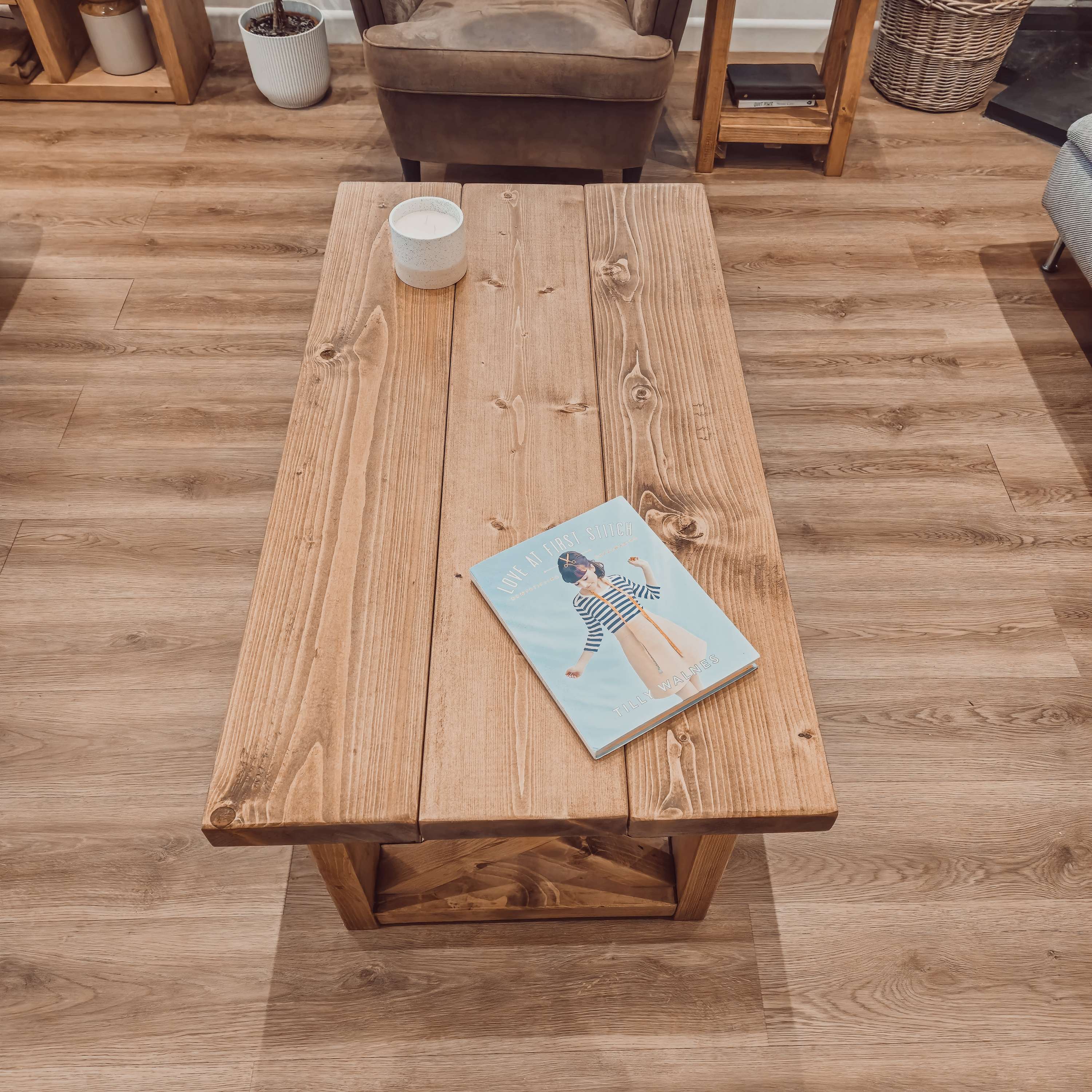 Farmhouse Coffee Table With Shelf - My Store