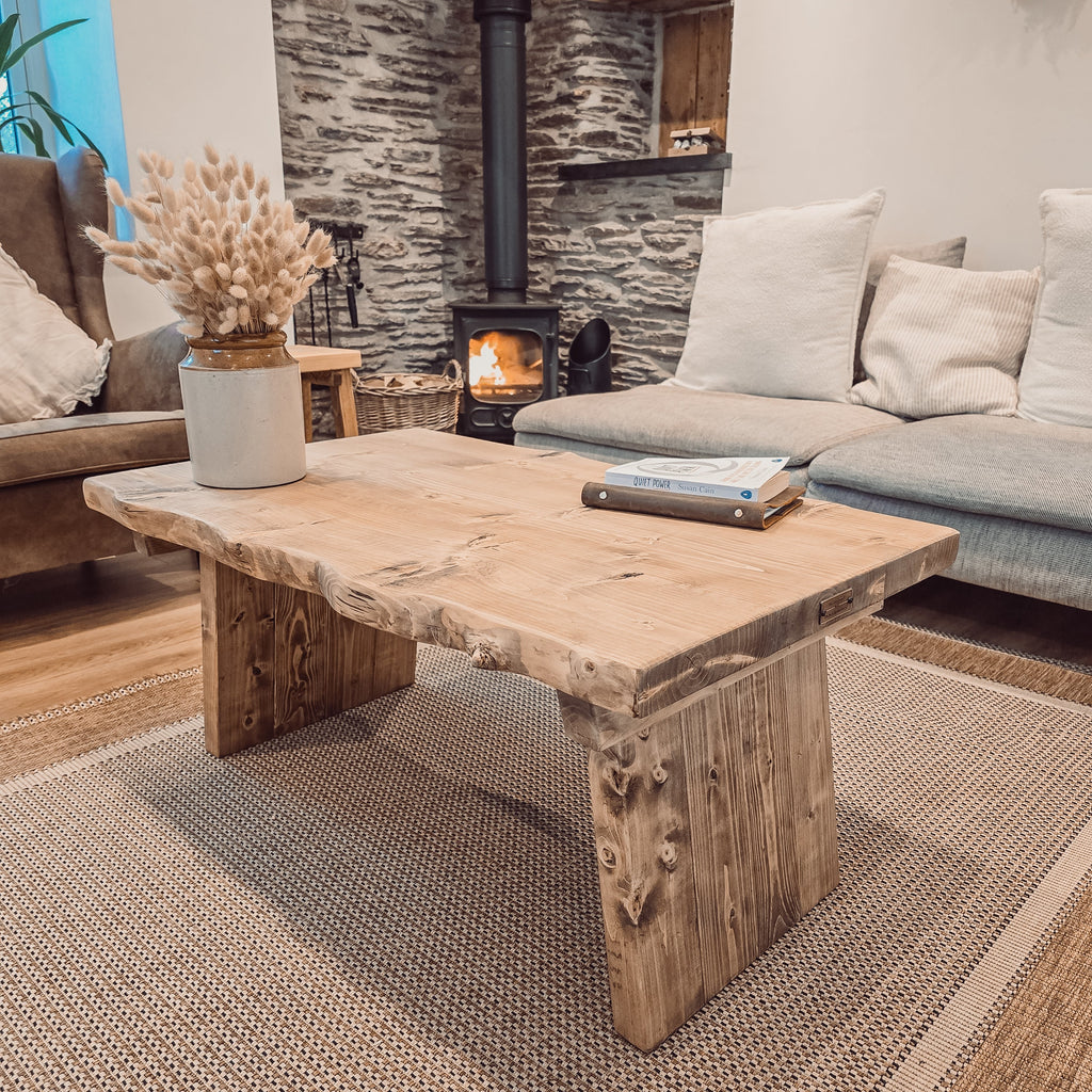 LINA Angled Legs Chunky Live / Waney Edge Coffee Table - My Store