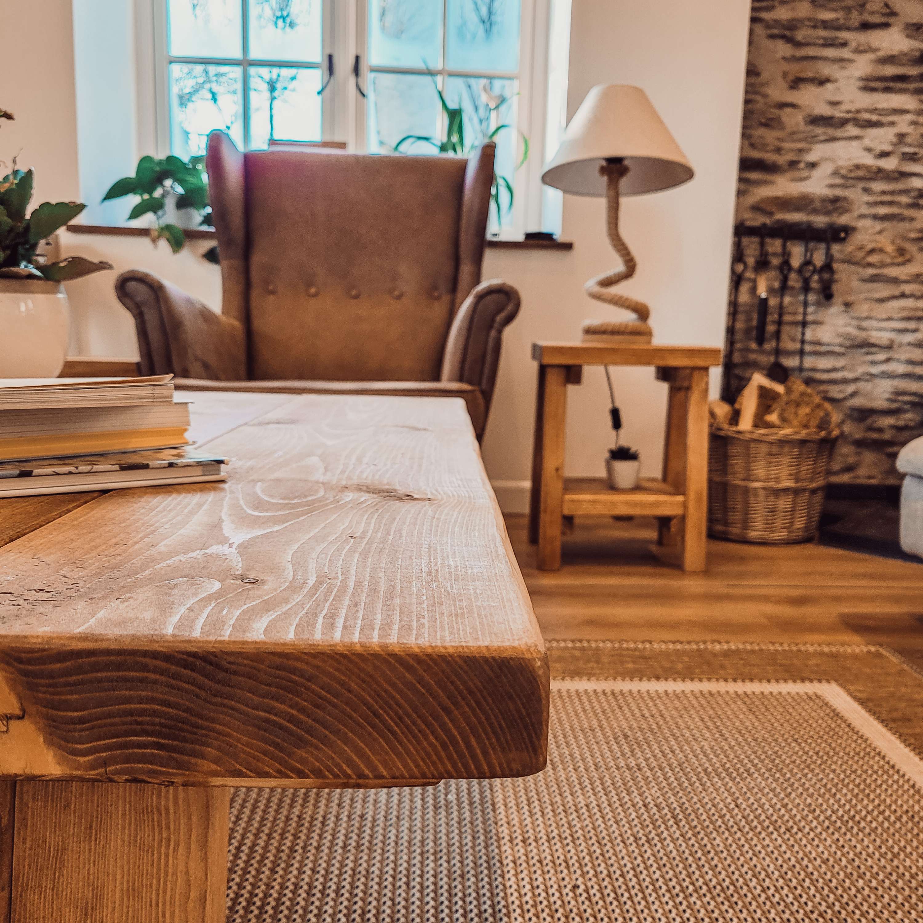 DIAN Rustic Wooden Coffee Table With Angled Legs - My Store