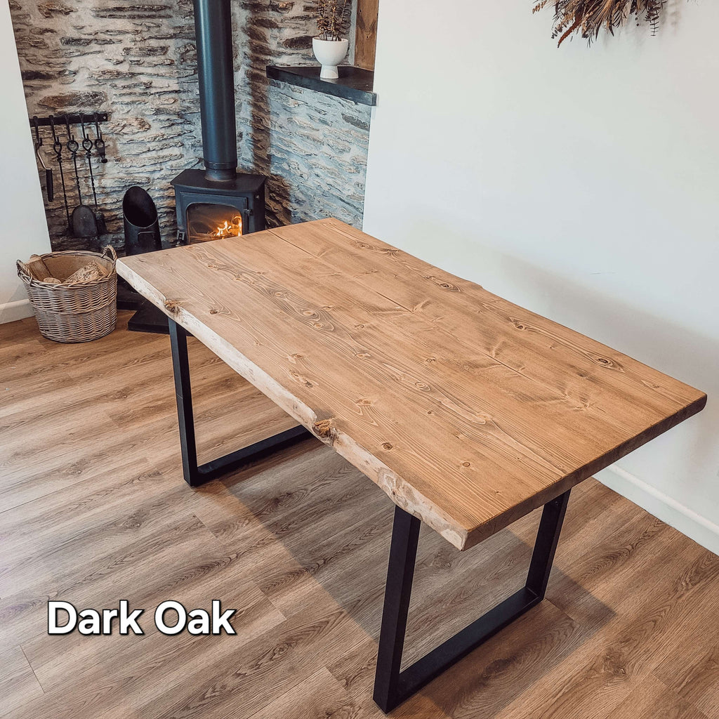 Live / Waney Edge Dining Table With 4 Types of Metal Legs - My Store