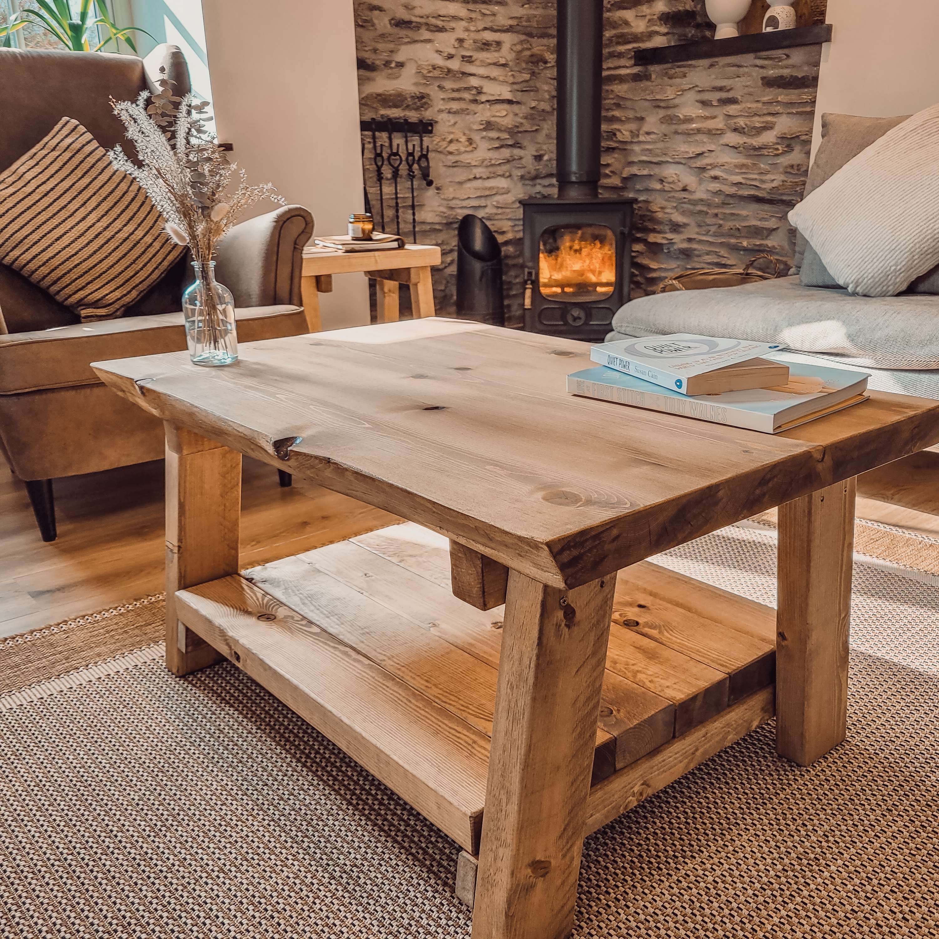 LOTTI Live / Waney Edge Coffee Table With Shelf - My Store