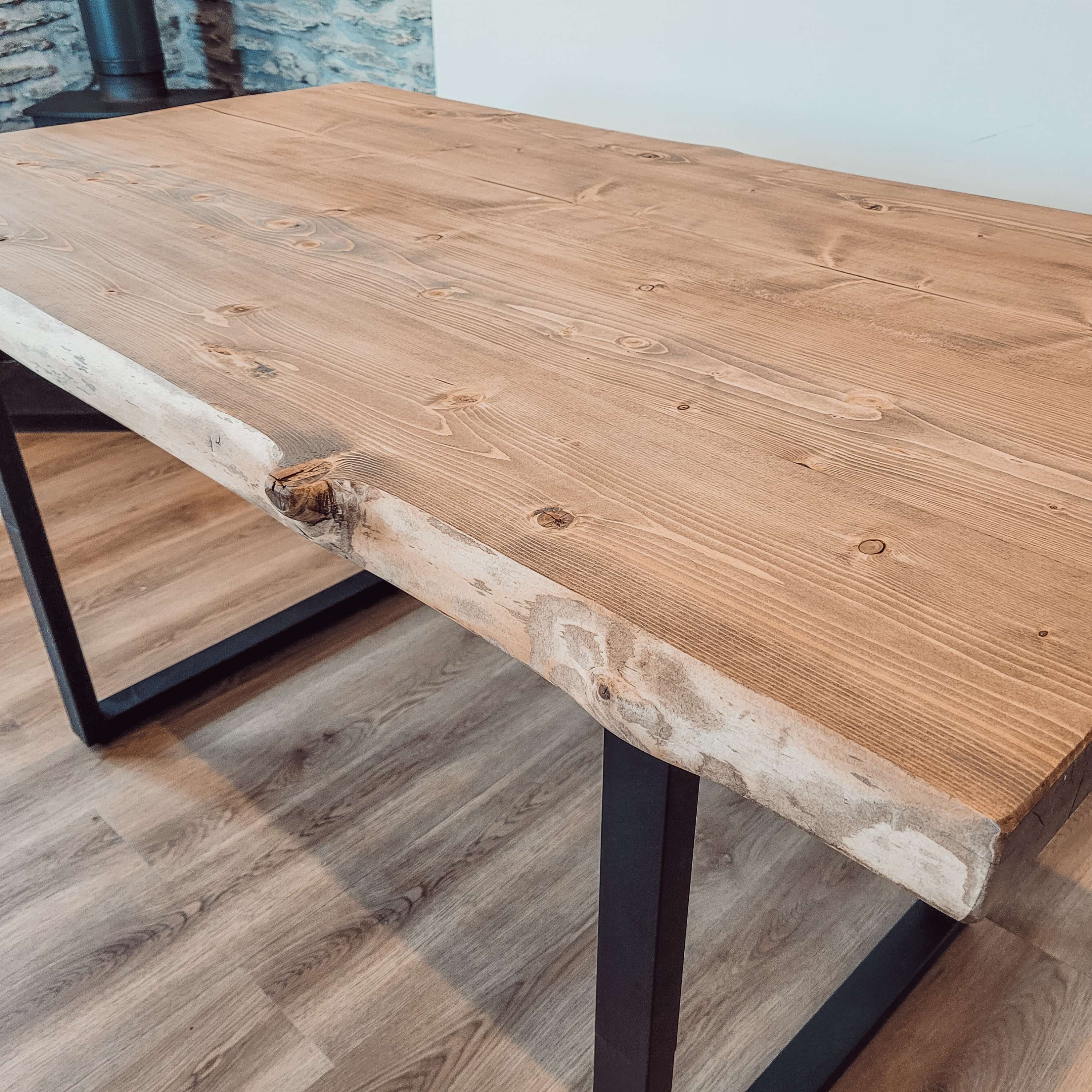 Live / Waney Edge Dining Table With 4 Types of Metal Legs - My Store