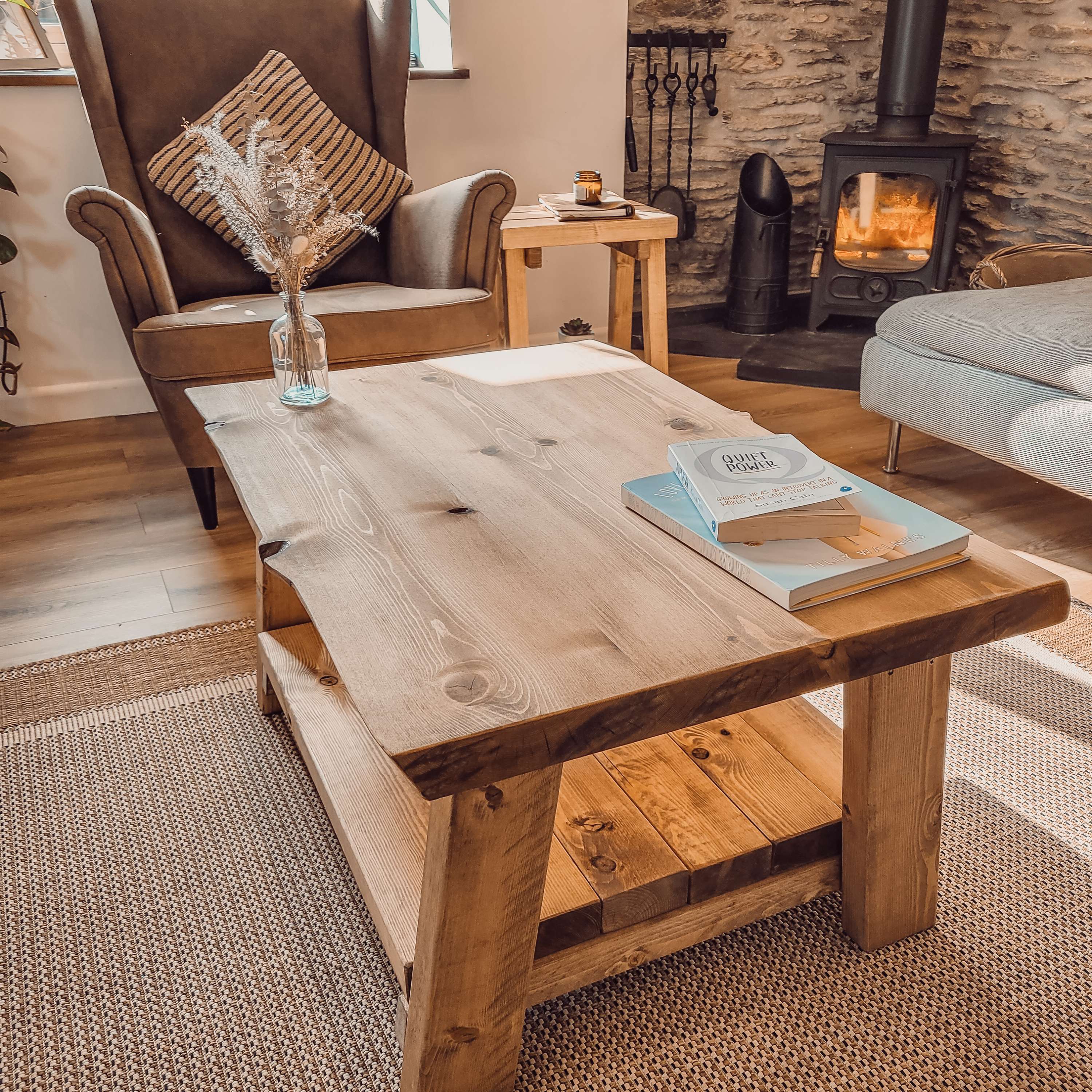 LOTTI Live / Waney Edge Coffee Table With Shelf - My Store