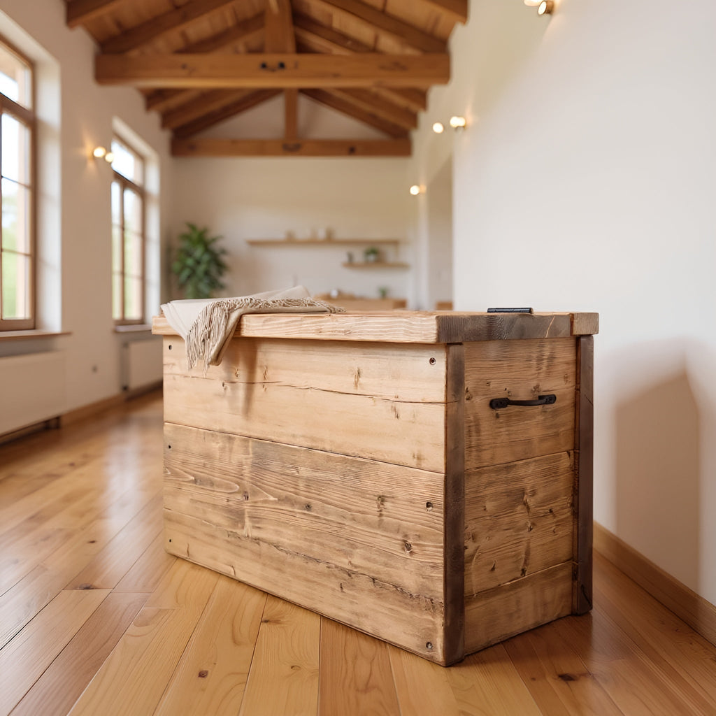 Chest Wooden Rustic Storage Box With Lid - My Store