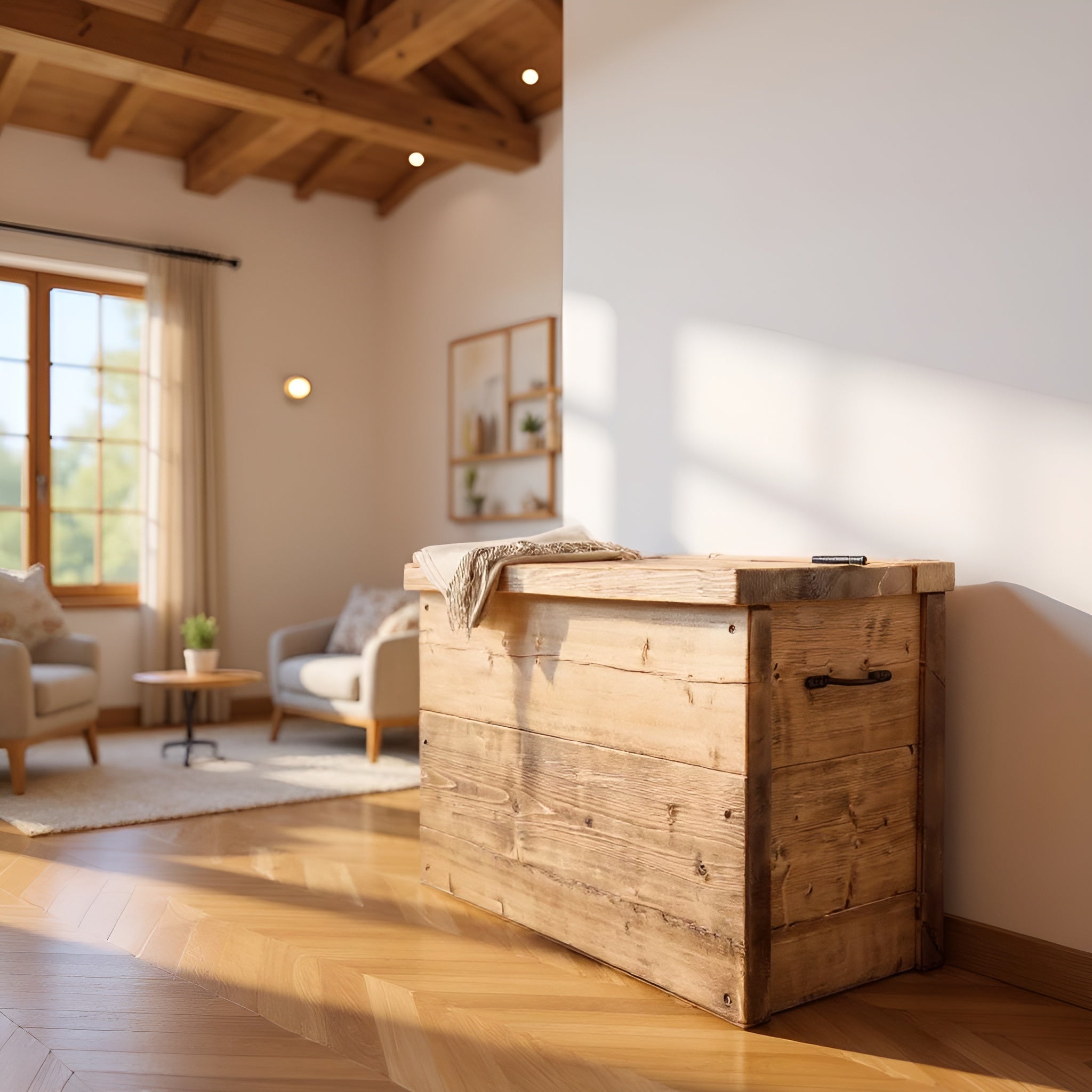 Chest Wooden Rustic Storage Box With Lid - My Store