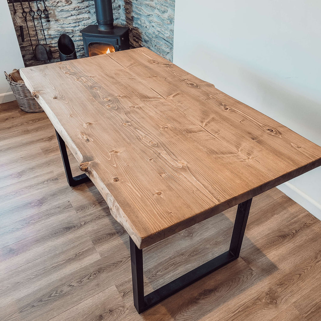 Live / Waney Edge Dining Table With 4 Types of Metal Legs - My Store