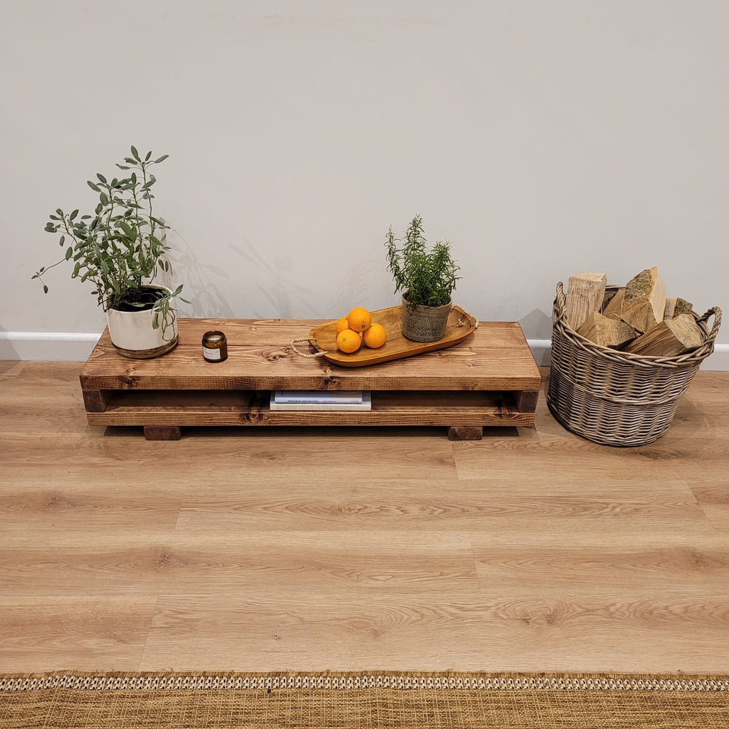 VIOT Low Solid Wood Chunky TV Unit - My Store