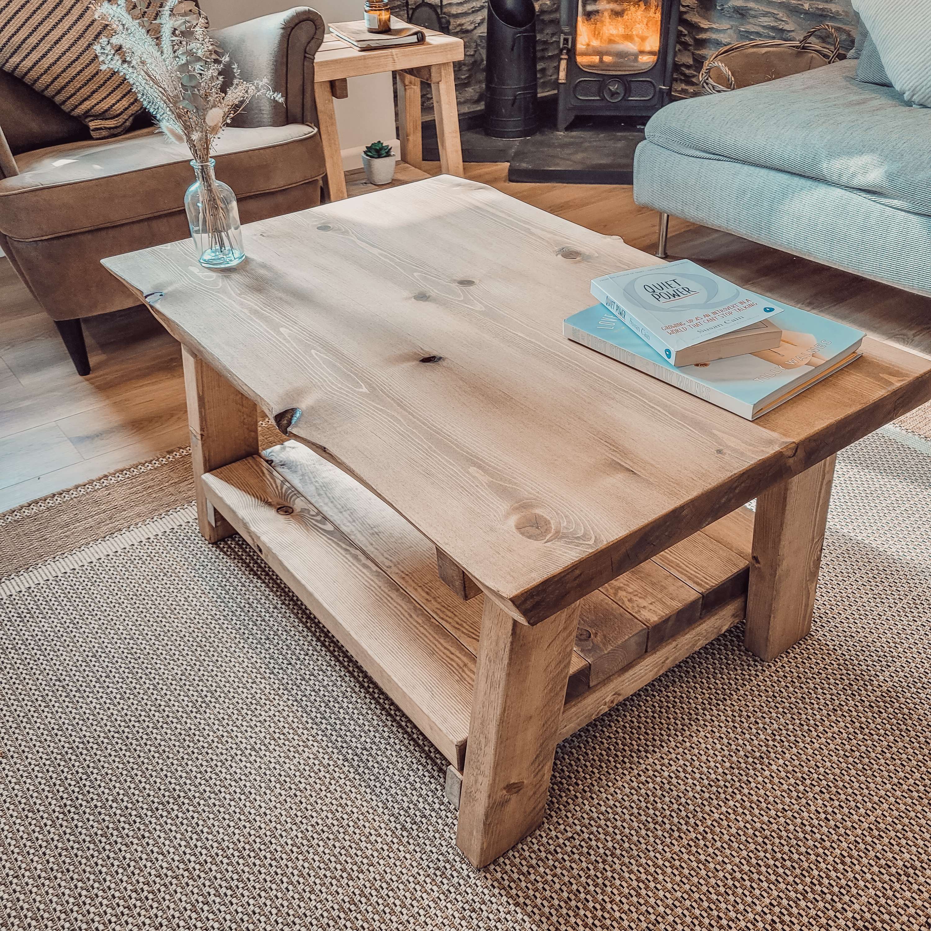 LOTTI Live / Waney Edge Coffee Table With Shelf - My Store
