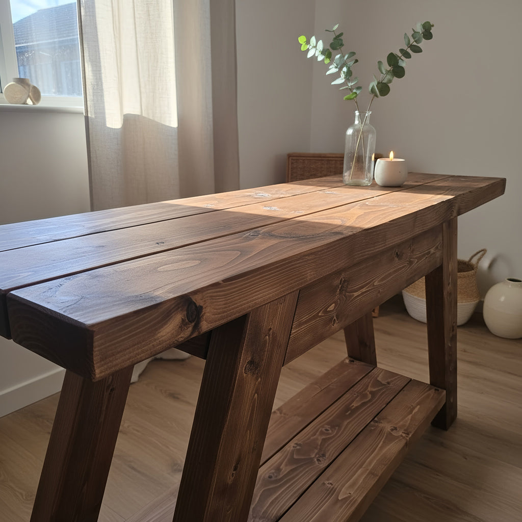 DASI Console Table With Shelf Walnut Colour - My Store