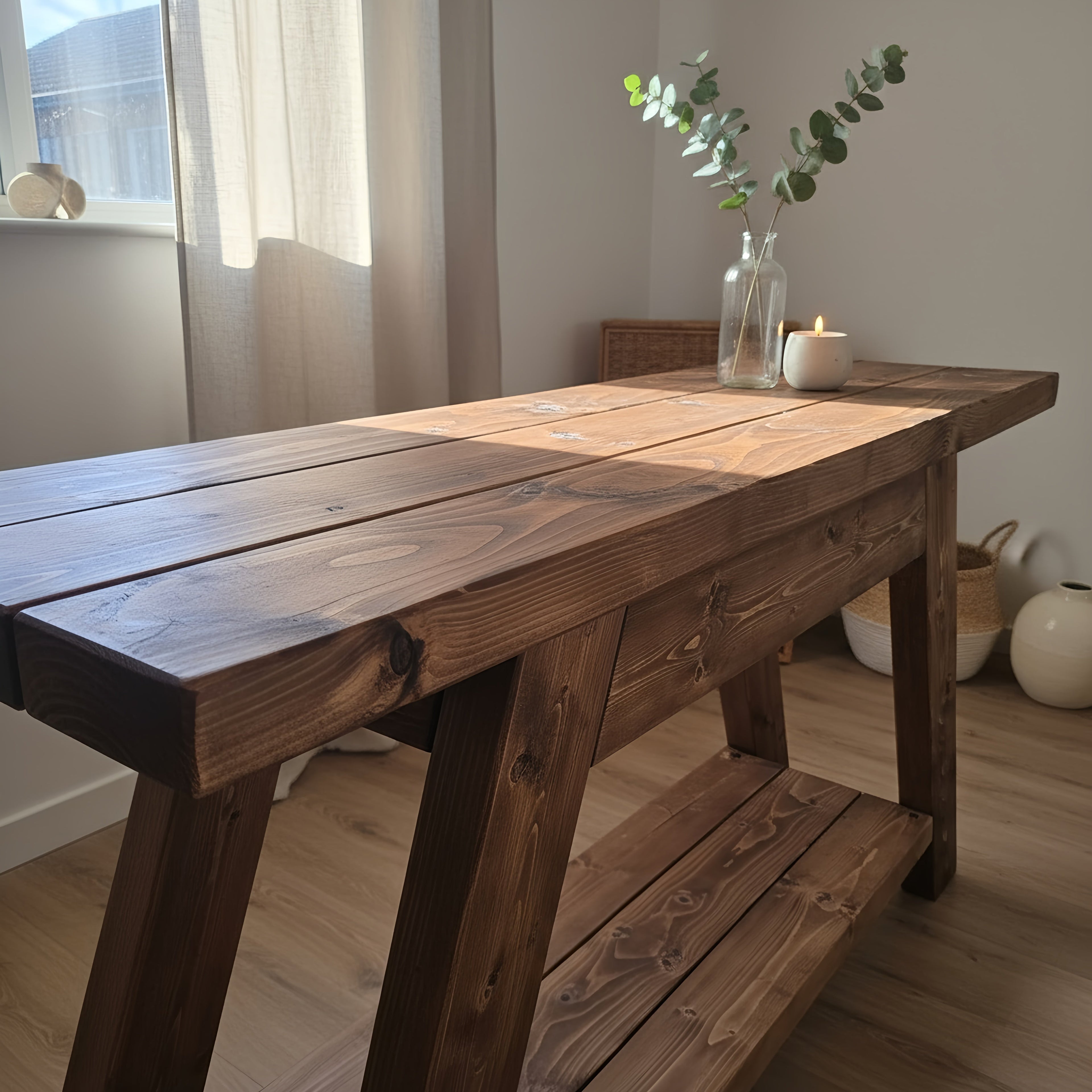 DASI Console Table With Shelf Walnut Colour - My Store