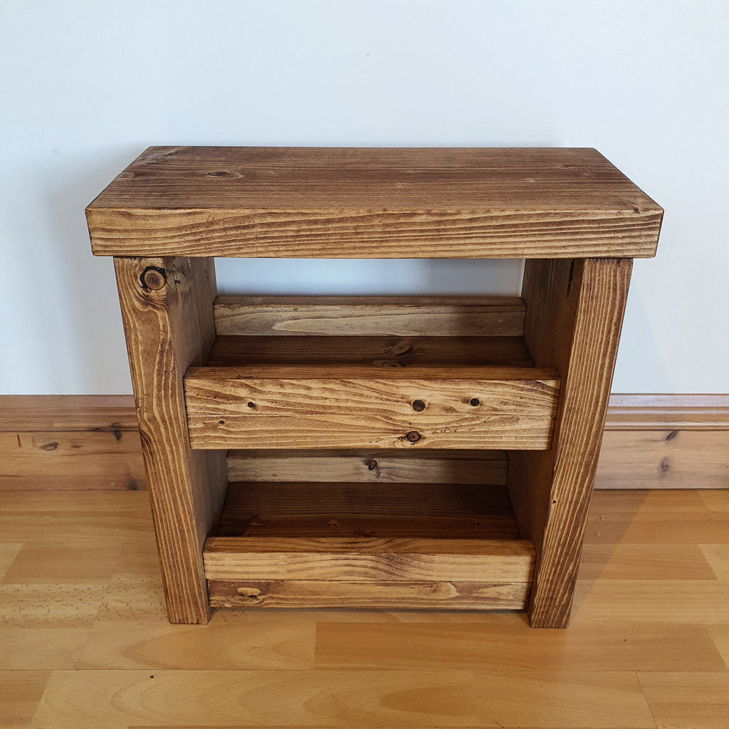 Solid Wood Rustic Coffee Table with Shelf - My Store