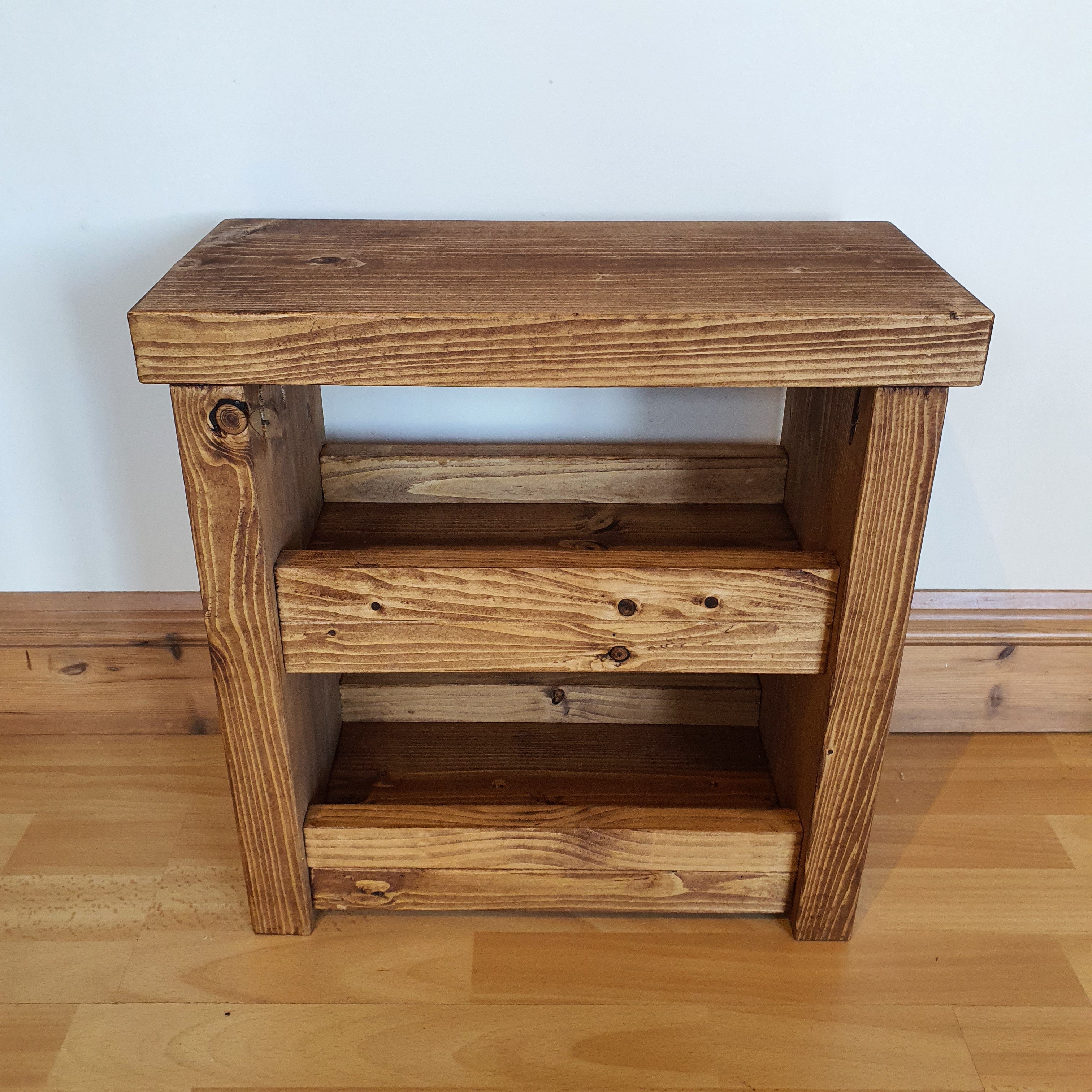 Solid Wood Rustic Coffee Table with Shelf - My Store