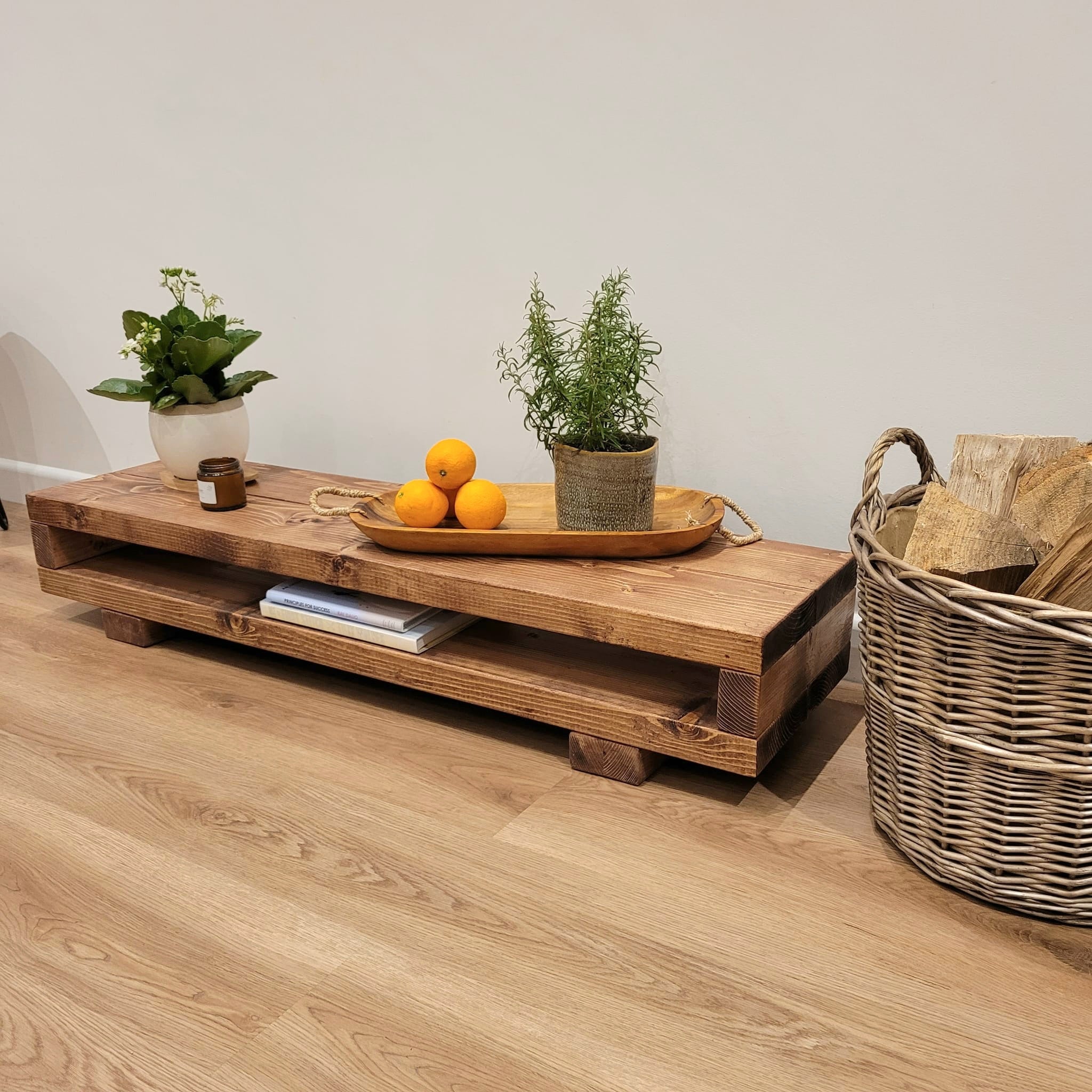 VIOT Low Solid Wood Chunky TV Unit - My Store