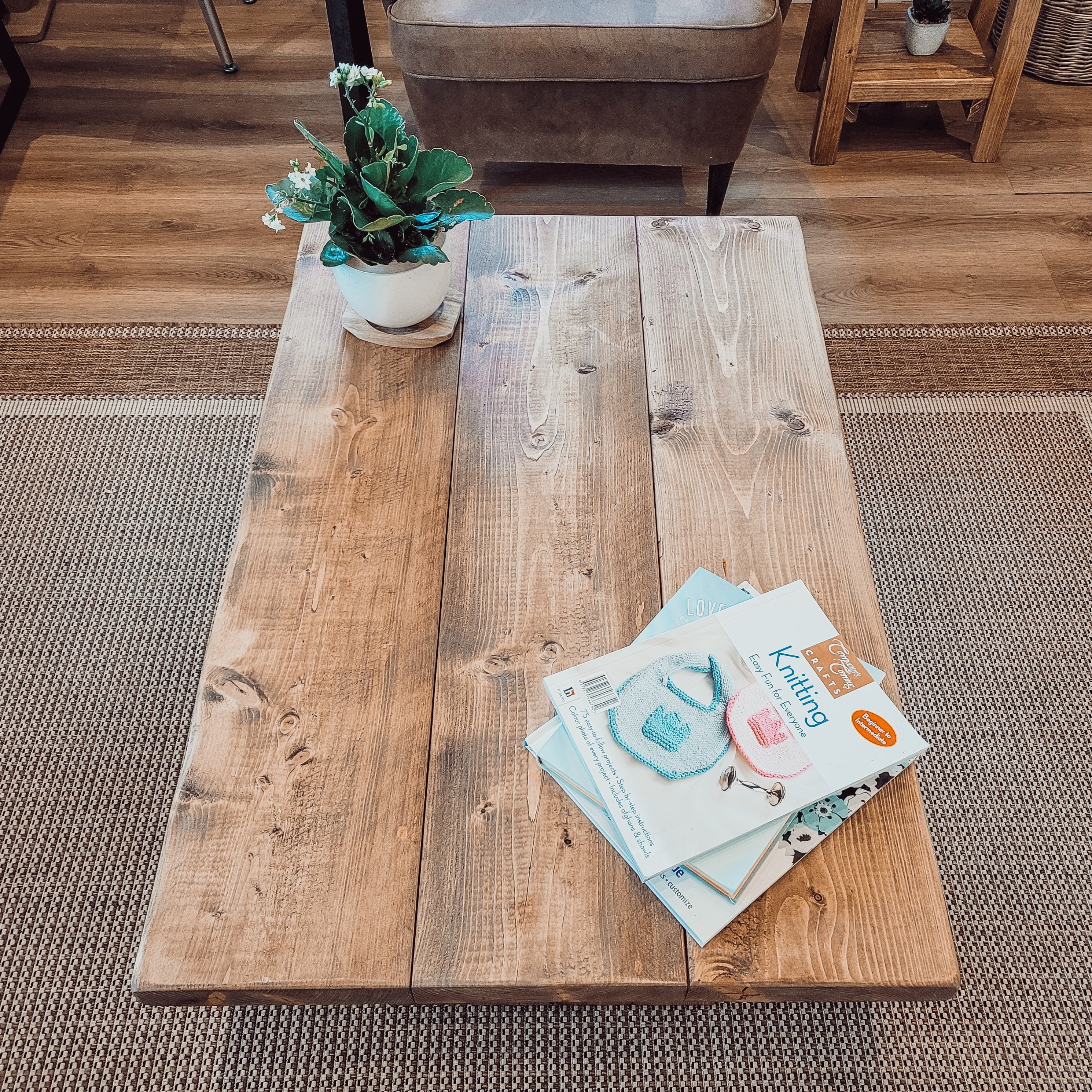 DIAN Rustic Wooden Coffee Table With Angled Legs - My Store