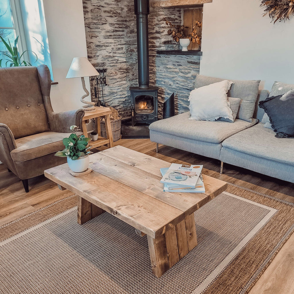 DIAN Rustic Wooden Coffee Table With Angled Legs - My Store
