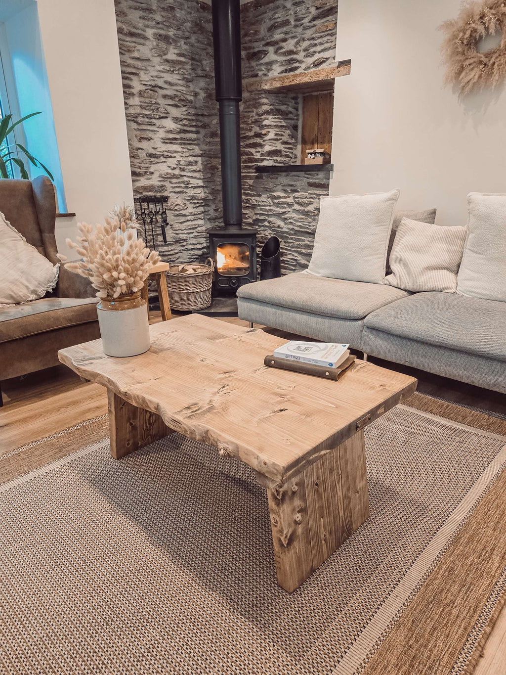 LINA Angled Legs Chunky Live / Waney Edge Coffee Table - My Store