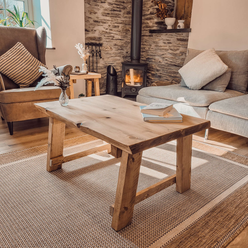MARA Live / Waney Edge Coffee Table With A Frame Legs - My Store
