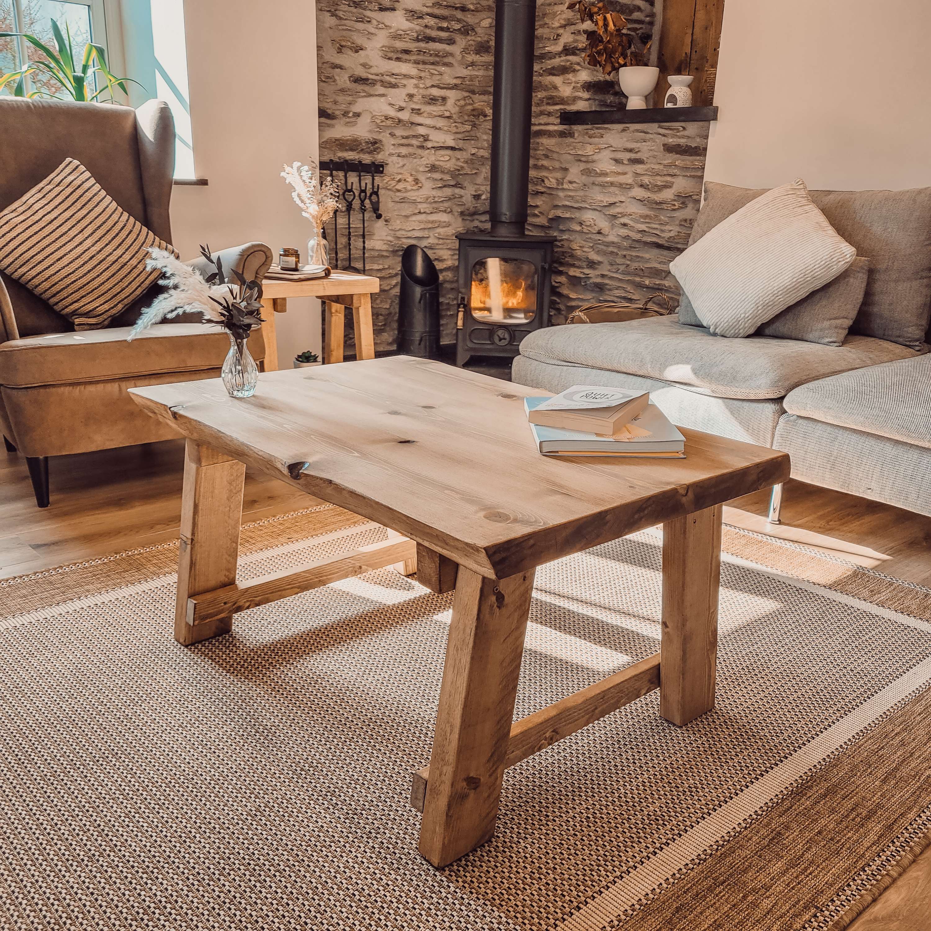 MARA Live / Waney Edge Coffee Table With A Frame Legs - My Store