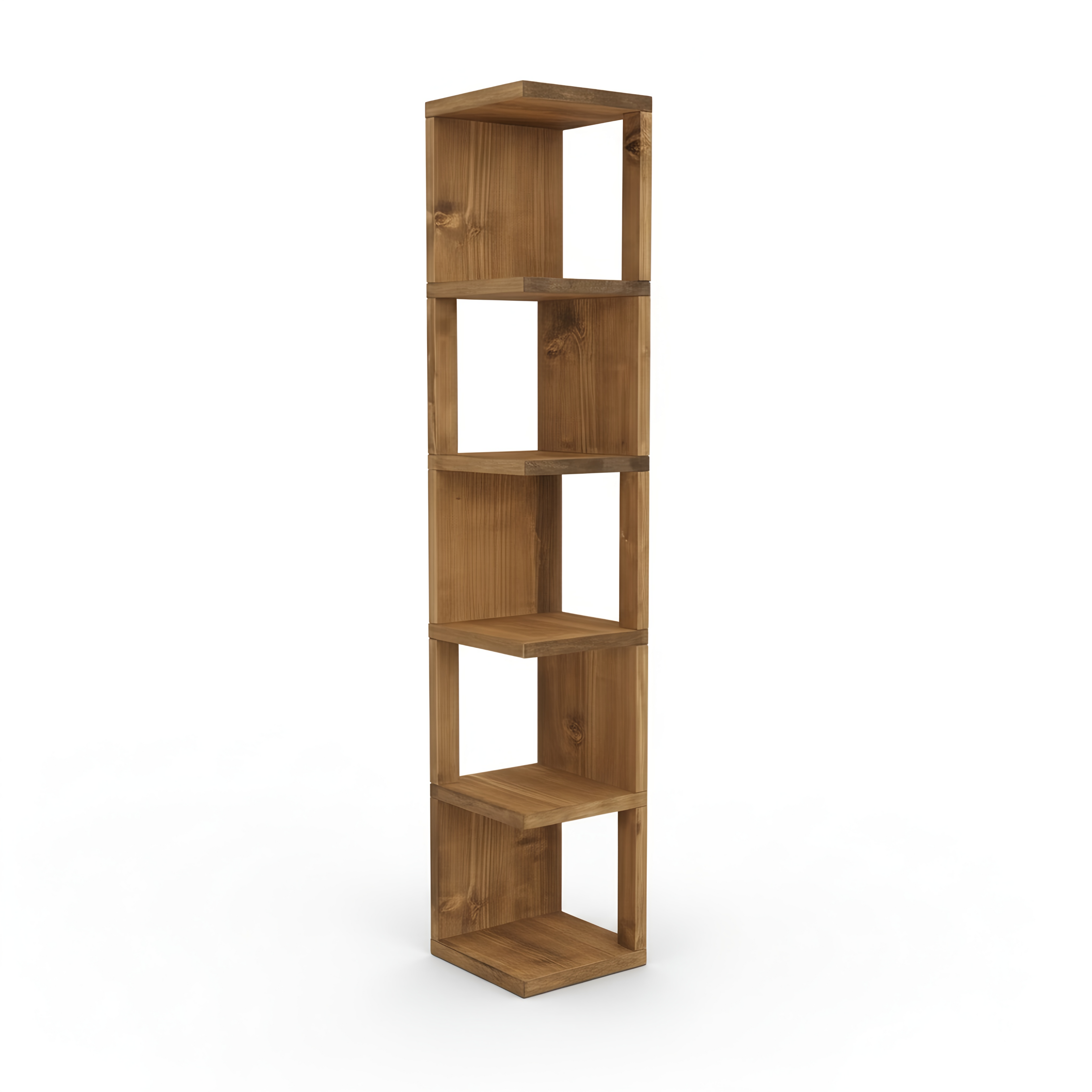 Valora Solid Wood Corner Bookshelf – Natural Finish Open Bookcase, Rustic Scandinavian Design - My Store