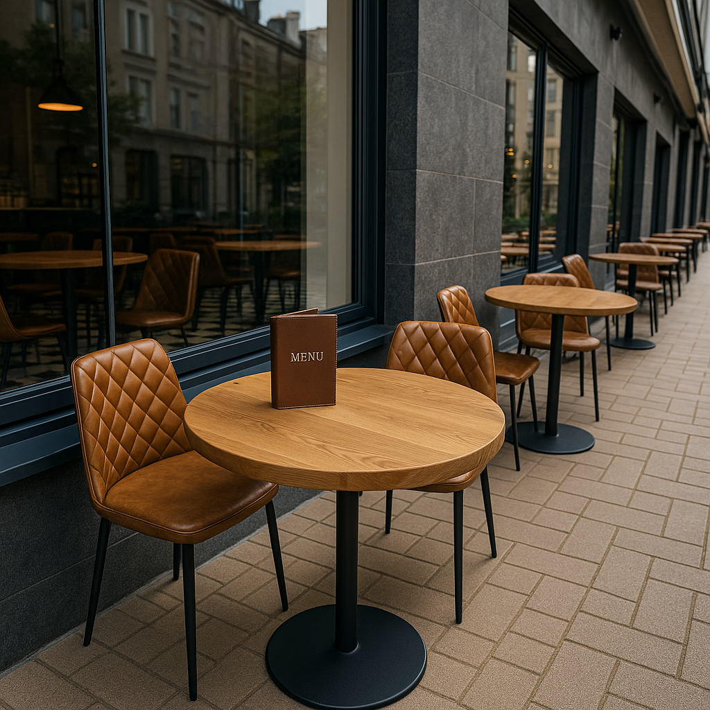 Round Solid Wood Dining Tables With Pole Leg For Cafes and Restaurants (Bulk Order) - My Store