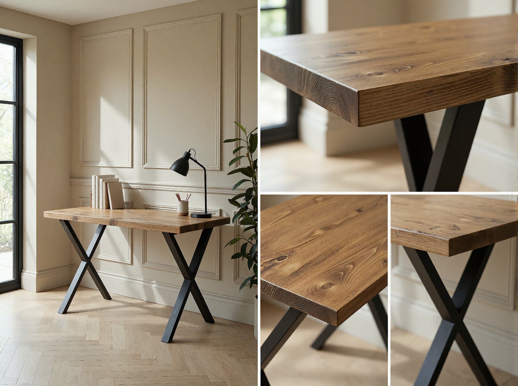 Study Desk / Table With X Cross Metal Legs - My Store