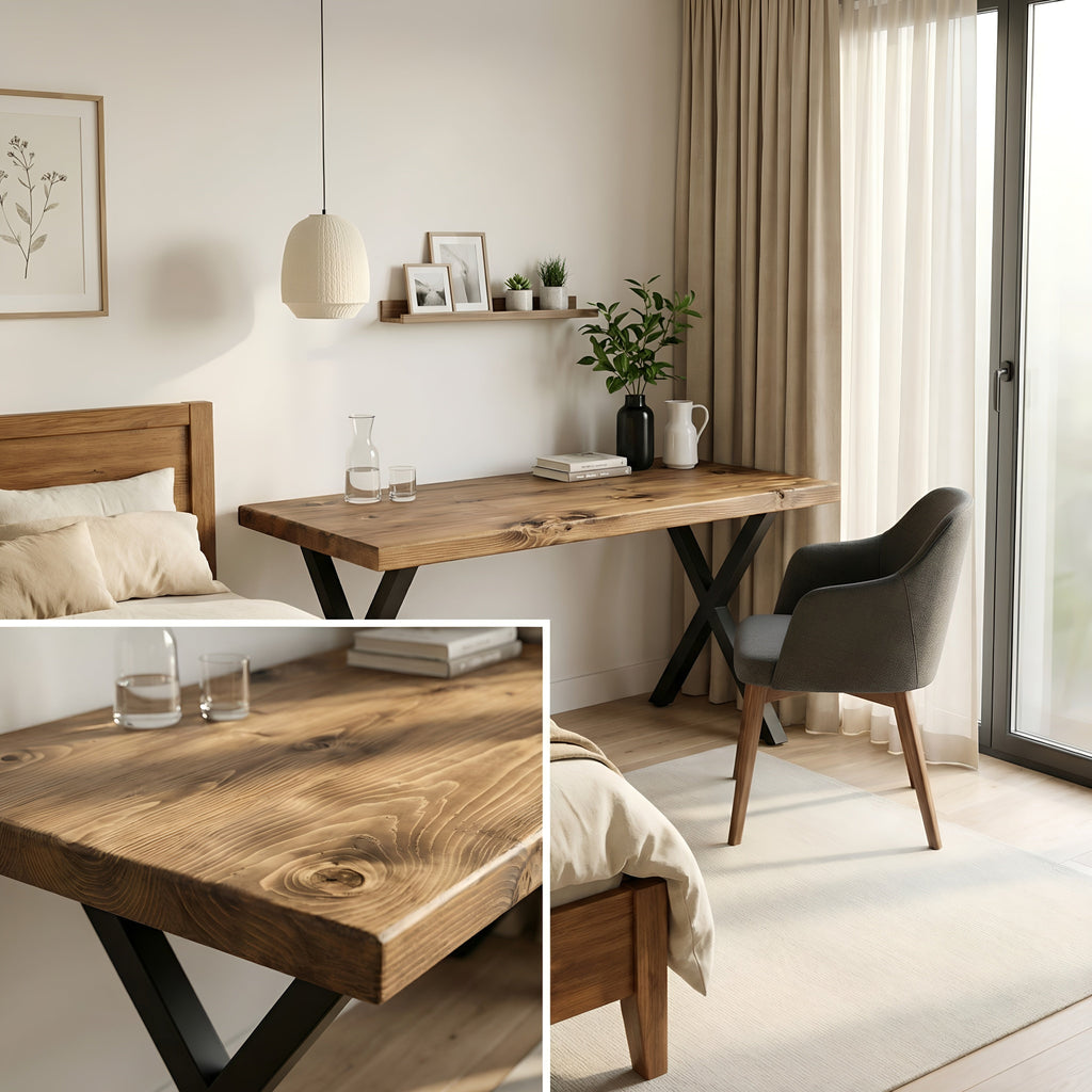 Study Desk / Table With X Cross Metal Legs - My Store