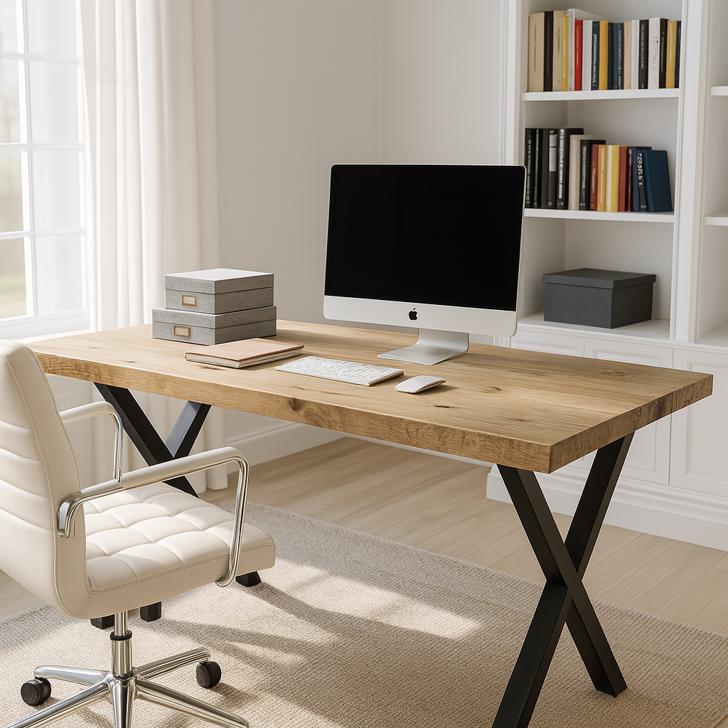 Study Desk / Table With X Cross Metal Legs - My Store