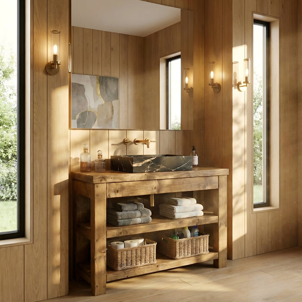 TERO Solid Wood Bathroom Vanity With Shelf - My Store