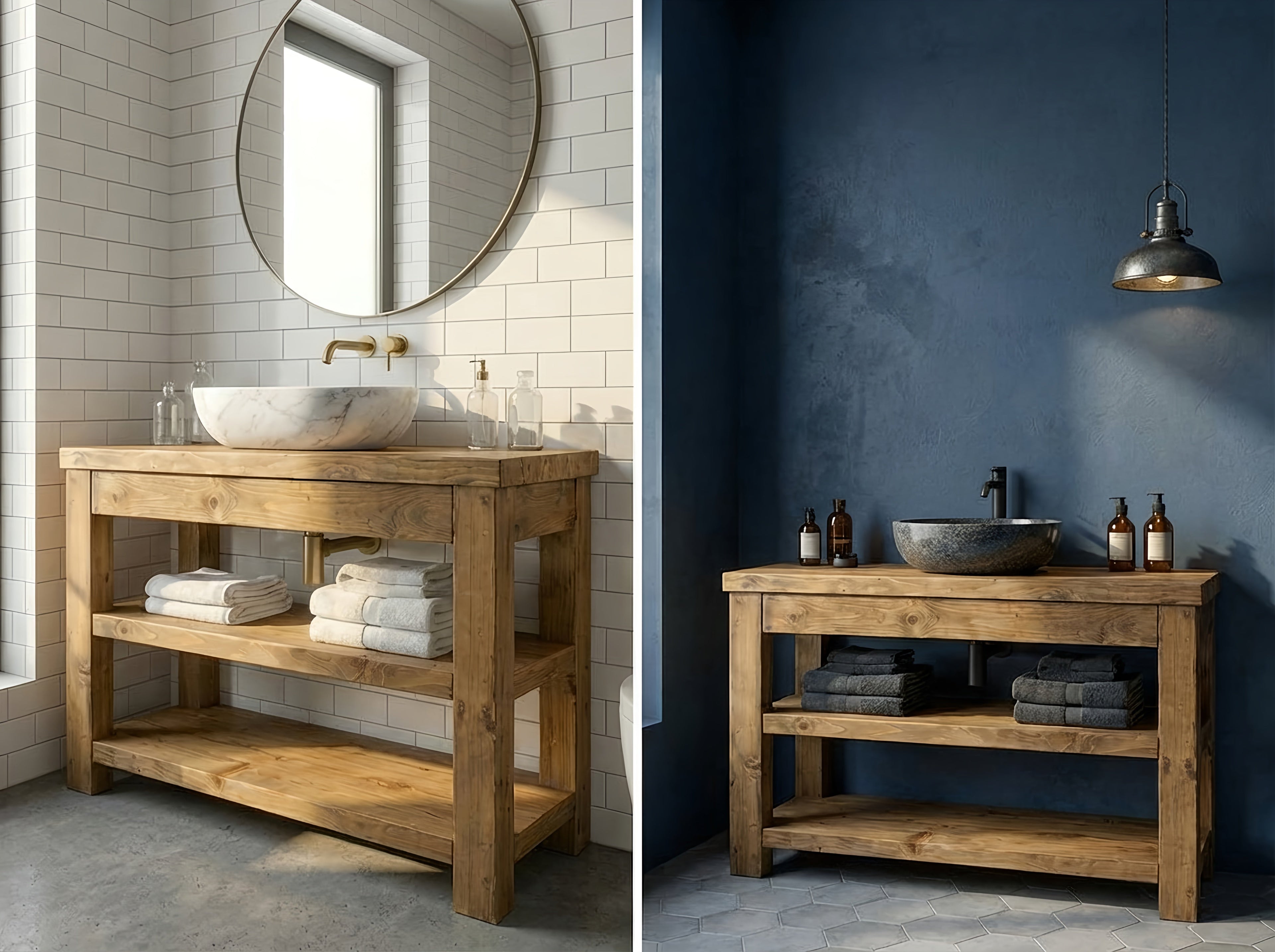 TERO Solid Wood Bathroom Vanity With Shelf - My Store
