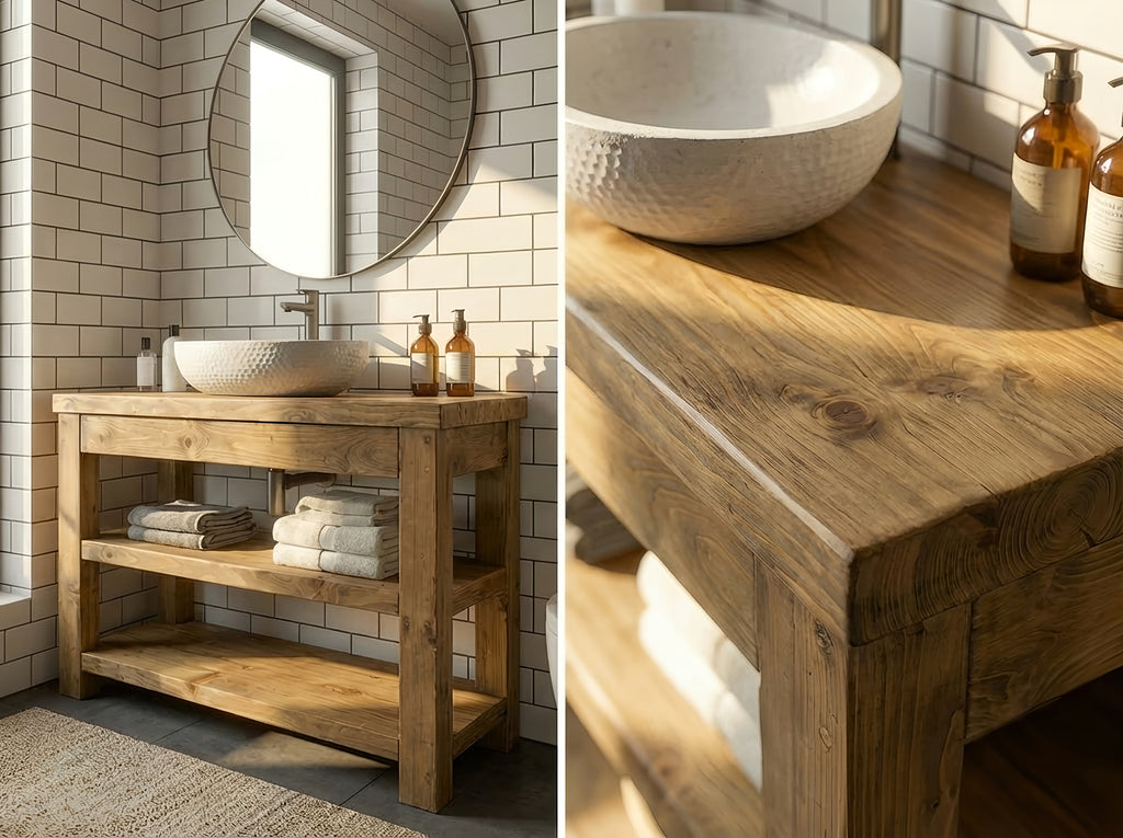 TERO Solid Wood Bathroom Vanity With Shelf - My Store