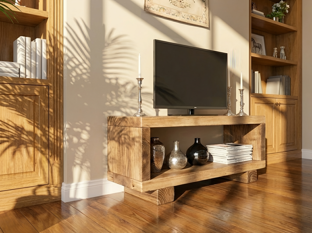 TORIE Solid Wood Chunky TV Unit - My Store