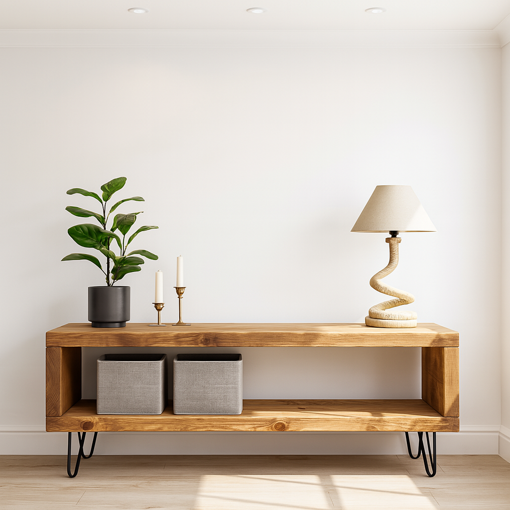 Solid Wood Chunky TV Unit With 7 inch Metal Legs - My Store